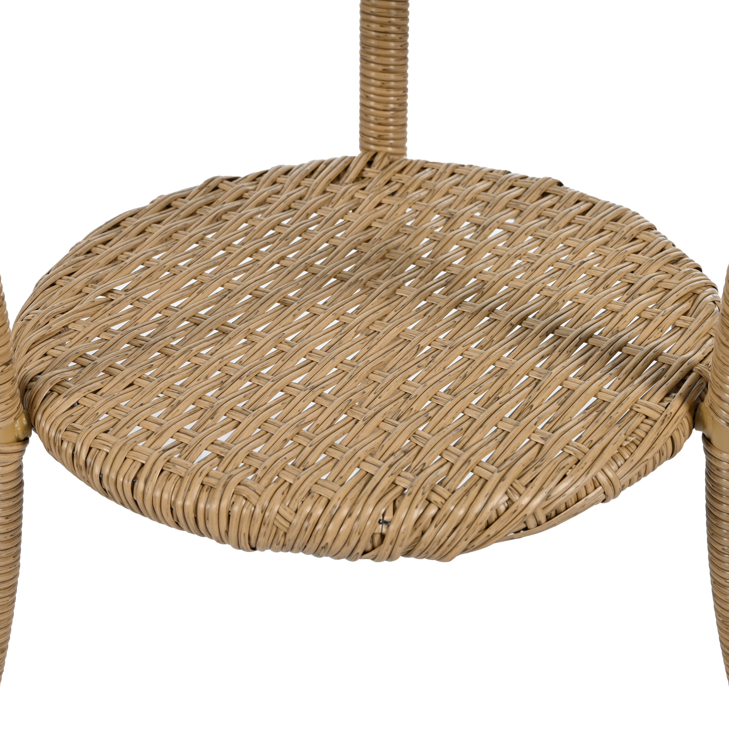 U_STYLE Outdoor Leisure Set, 2 Rattan Single Chairs with Glass Round Table