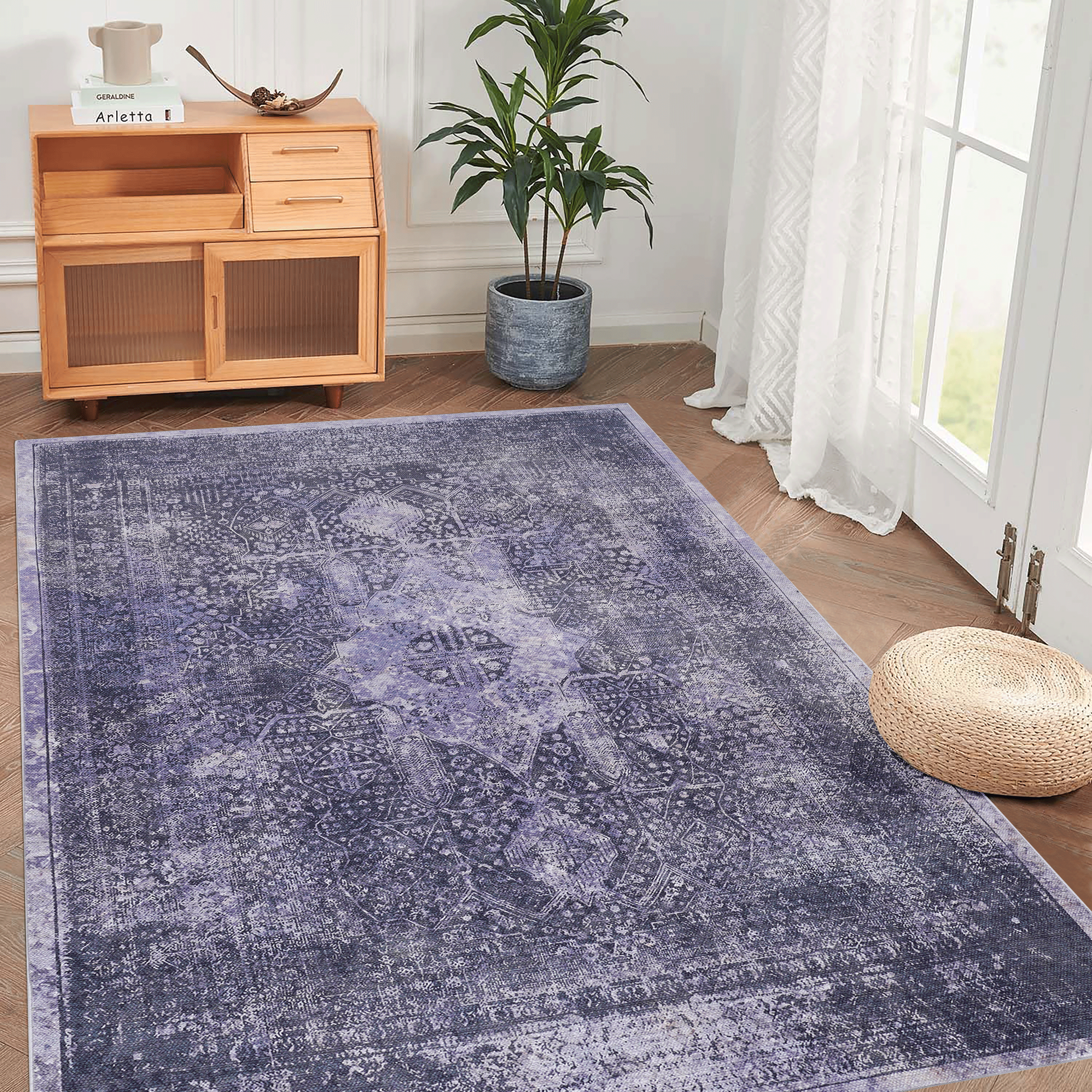 Area rug 4x6, washable rug, low-pile, non-slip, non-shedding, foldable, kid & pet friendly - area rugs for living room, bedroom, kitchen, dining room rug - perfect gifts, (anthracite, 4' x 6') - Best Buy Furniture