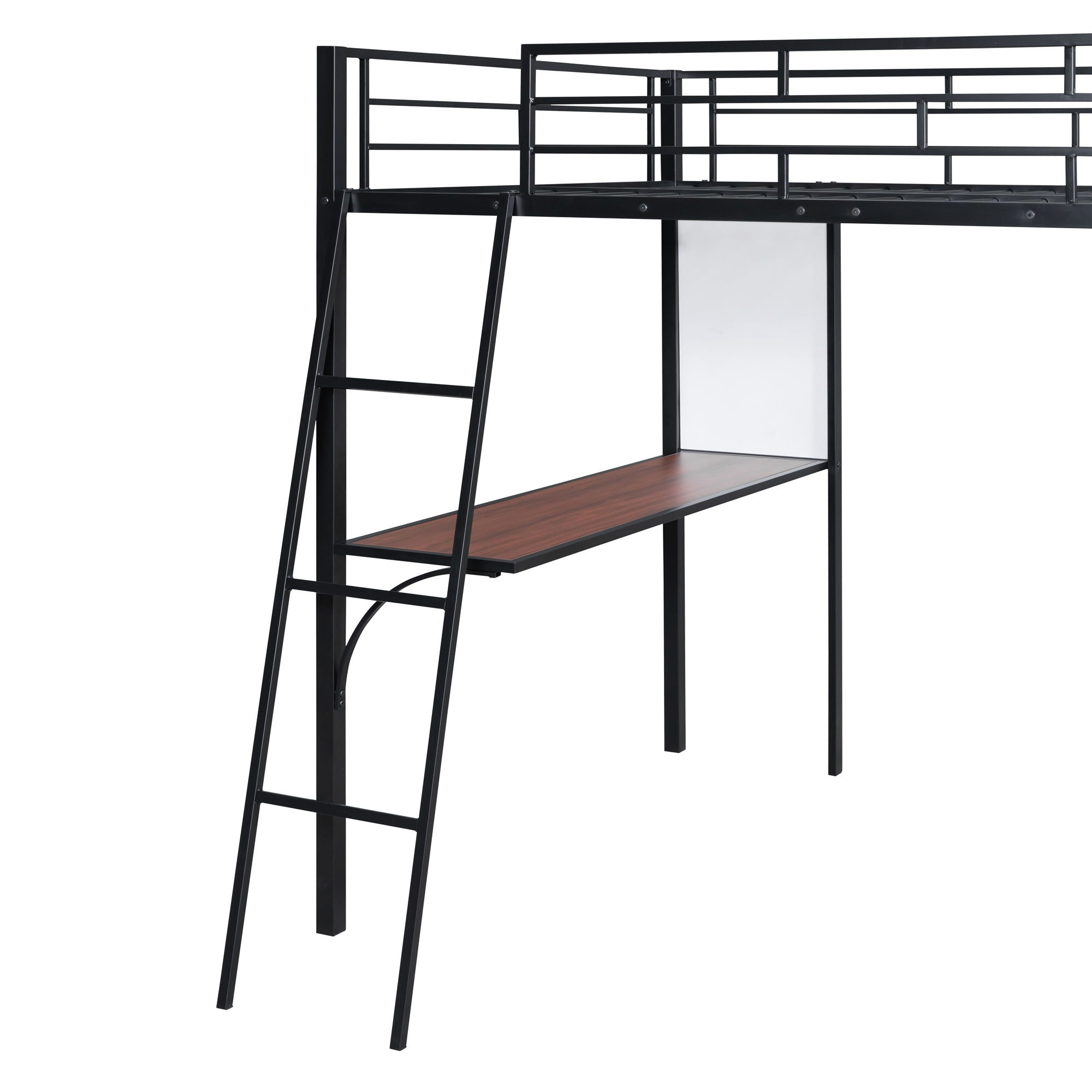 Bed With 3 Layers Of Shelves And Desk, Stylish Frame Bed
