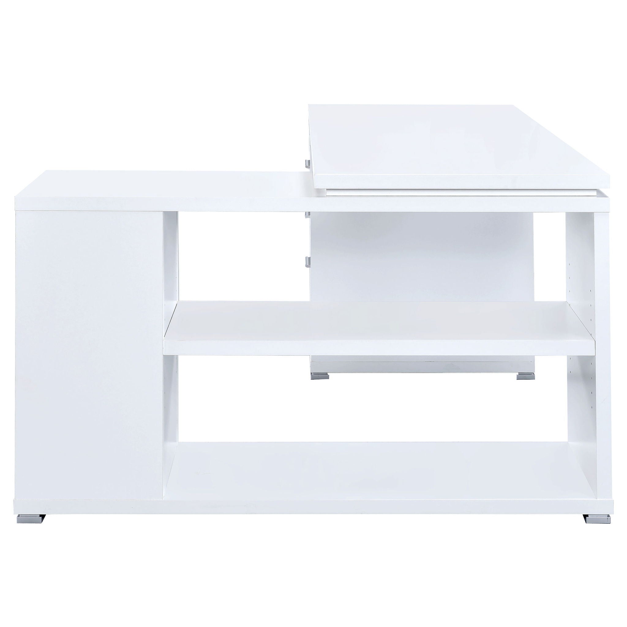 Transitional L Shape Computer Desk With Multiple Storage And Built In File Cabinet