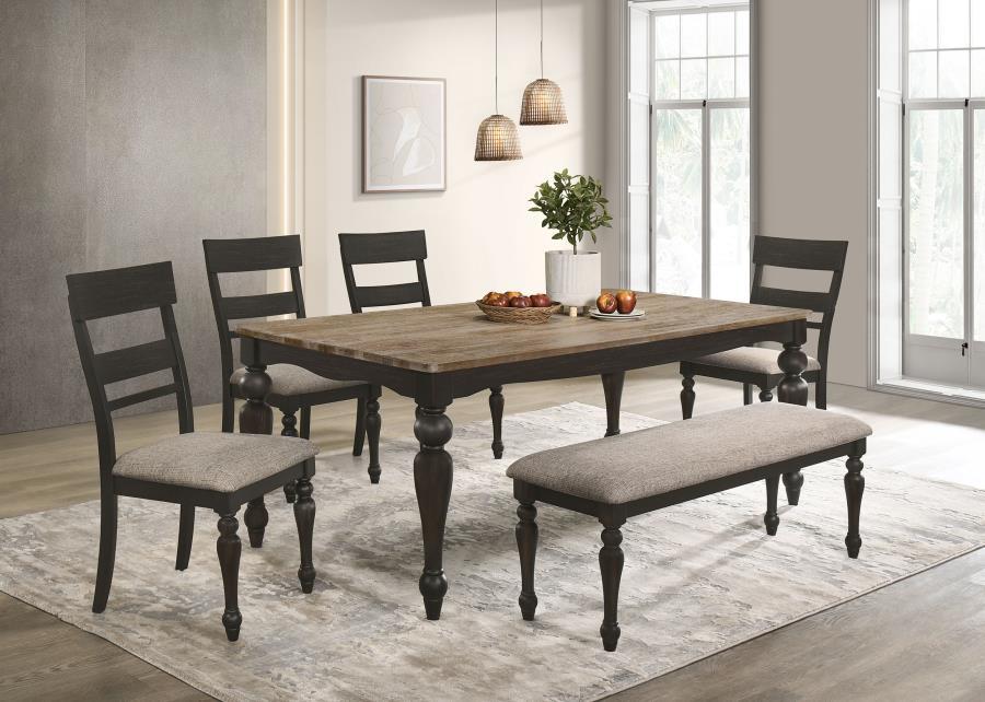 Bridget - Fabric Upholstered Dining Bench - Stone And Charcoal