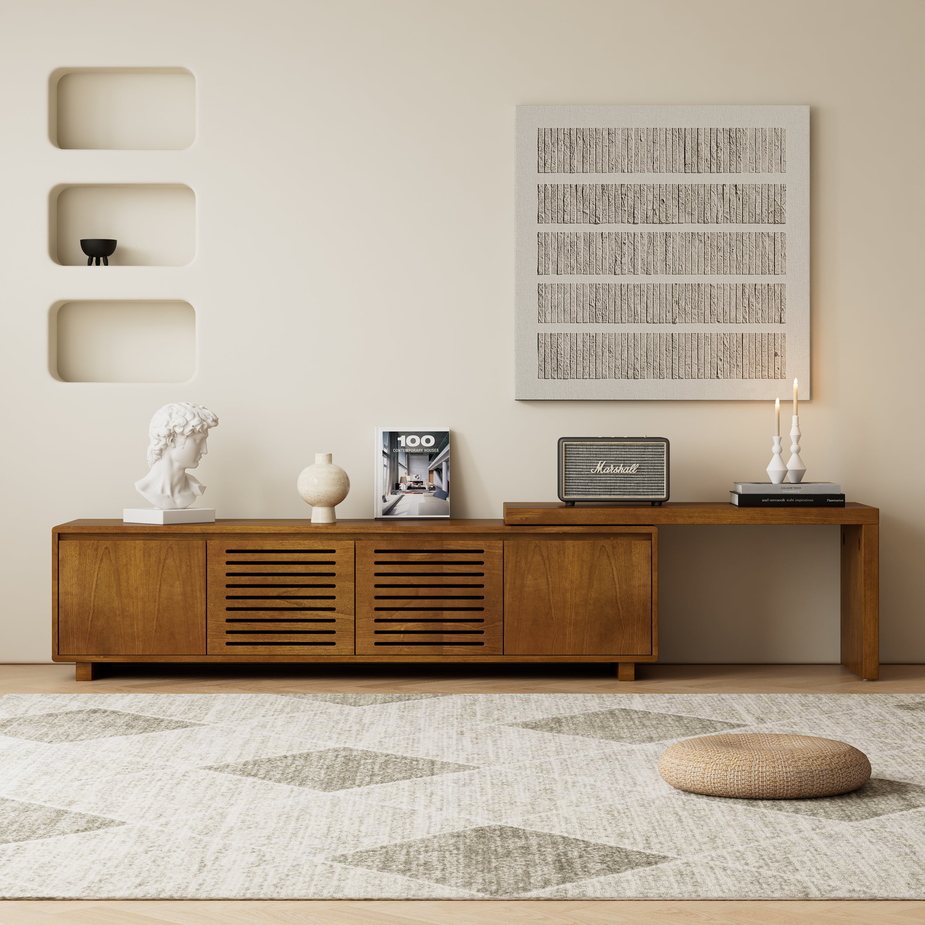 Sora Mid-Century Modern Extendable TV Stand Media Console