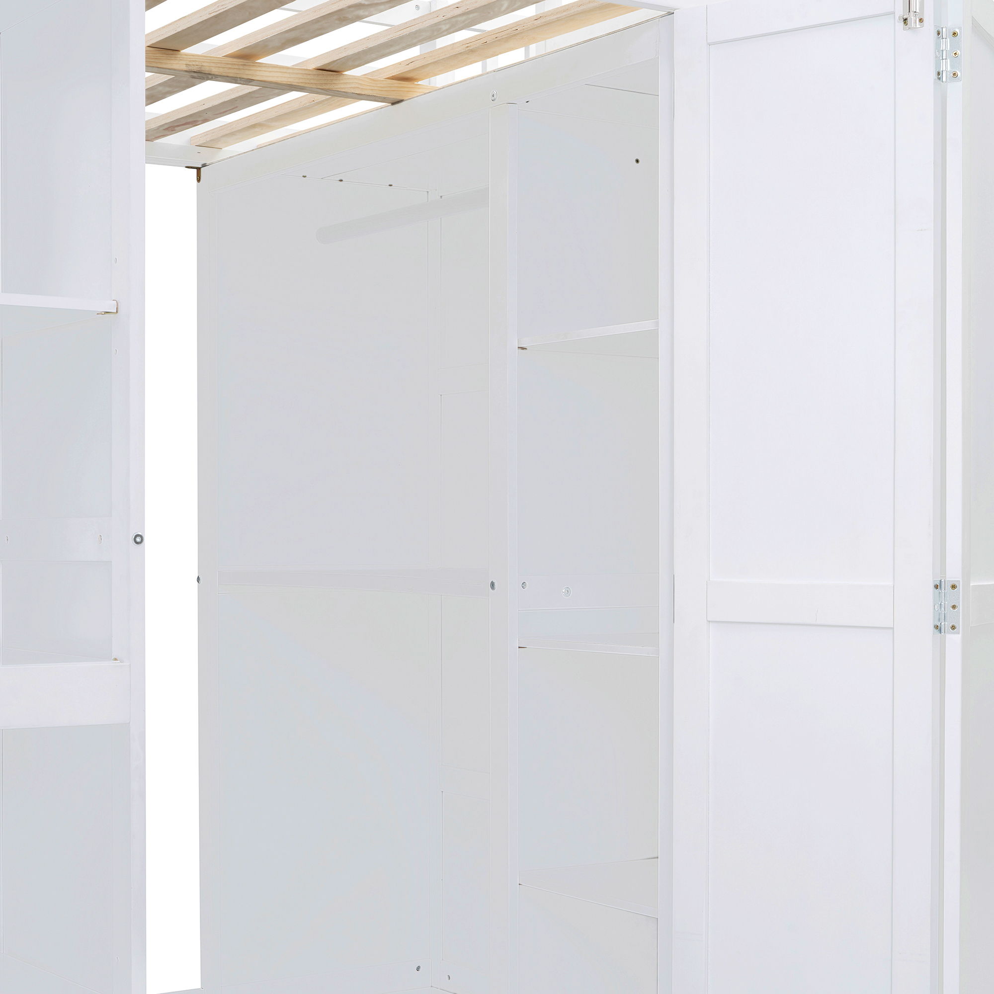 Loft Bed With Wardrobe, Desk And Shelves