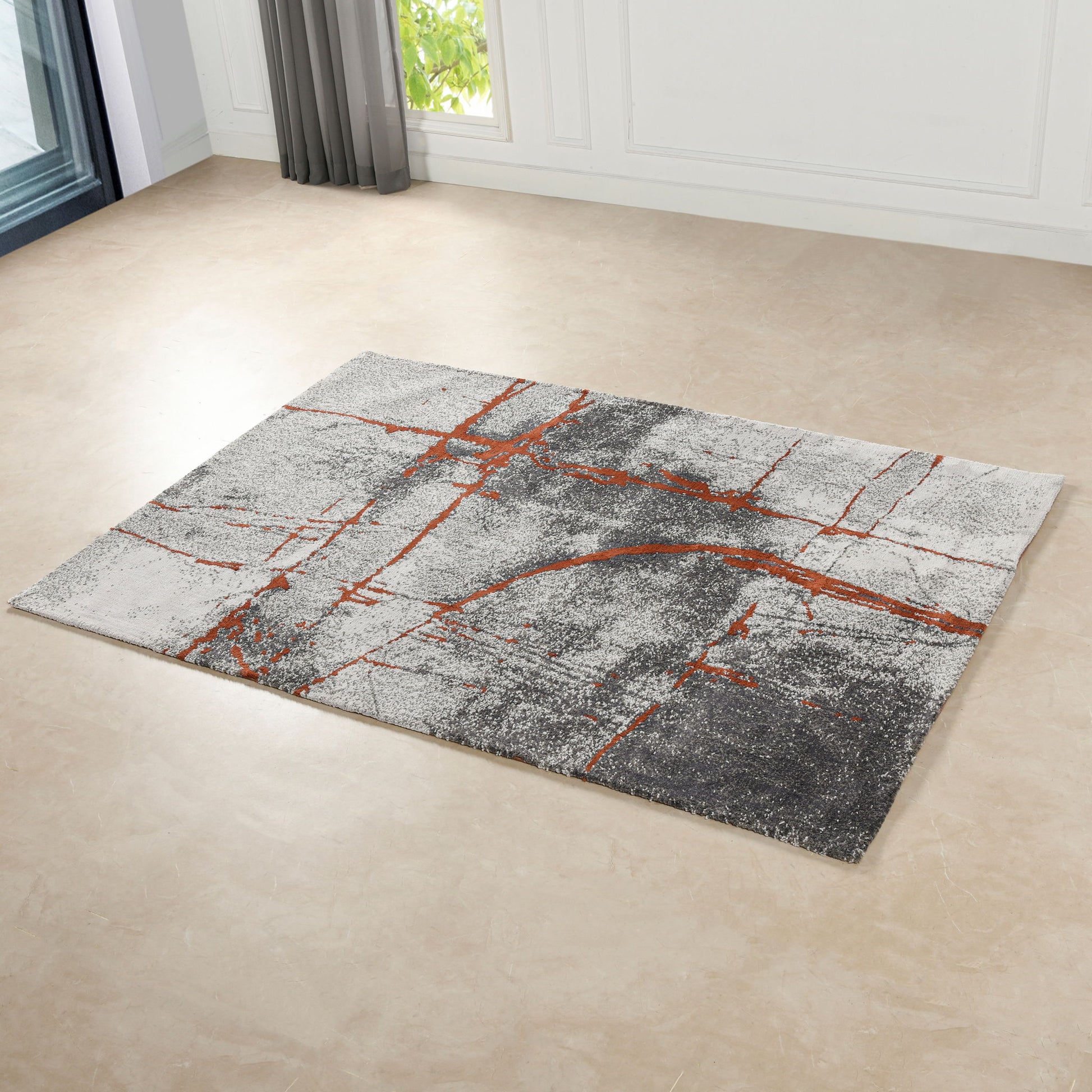 Quarry - 5.25' X 6.5' Abstract Area Rug - Gray / Orange - Best Buy Furniture