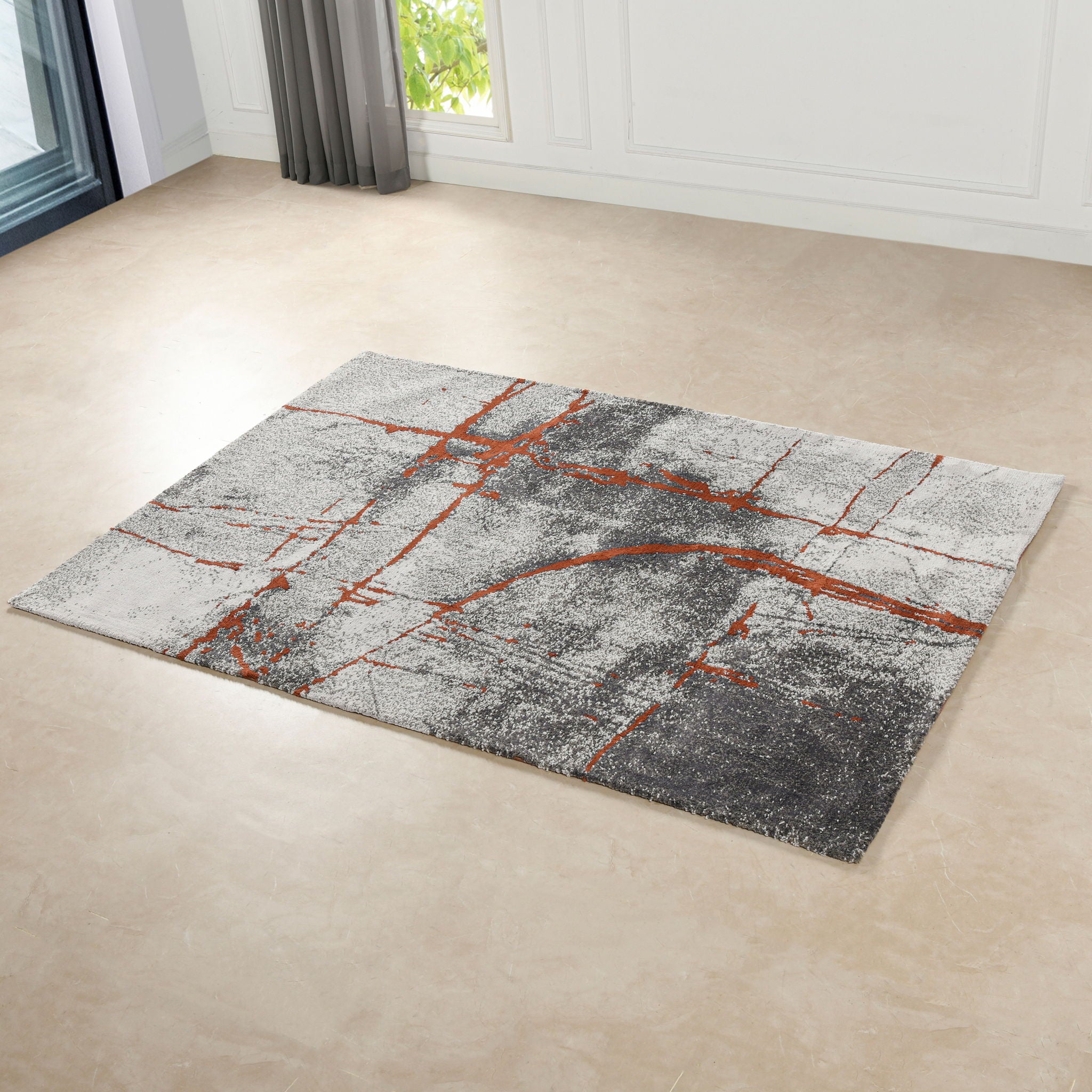 Quarry - 5.25' X 6.5' Abstract Area Rug - Gray / Orange - Best Buy Furniture