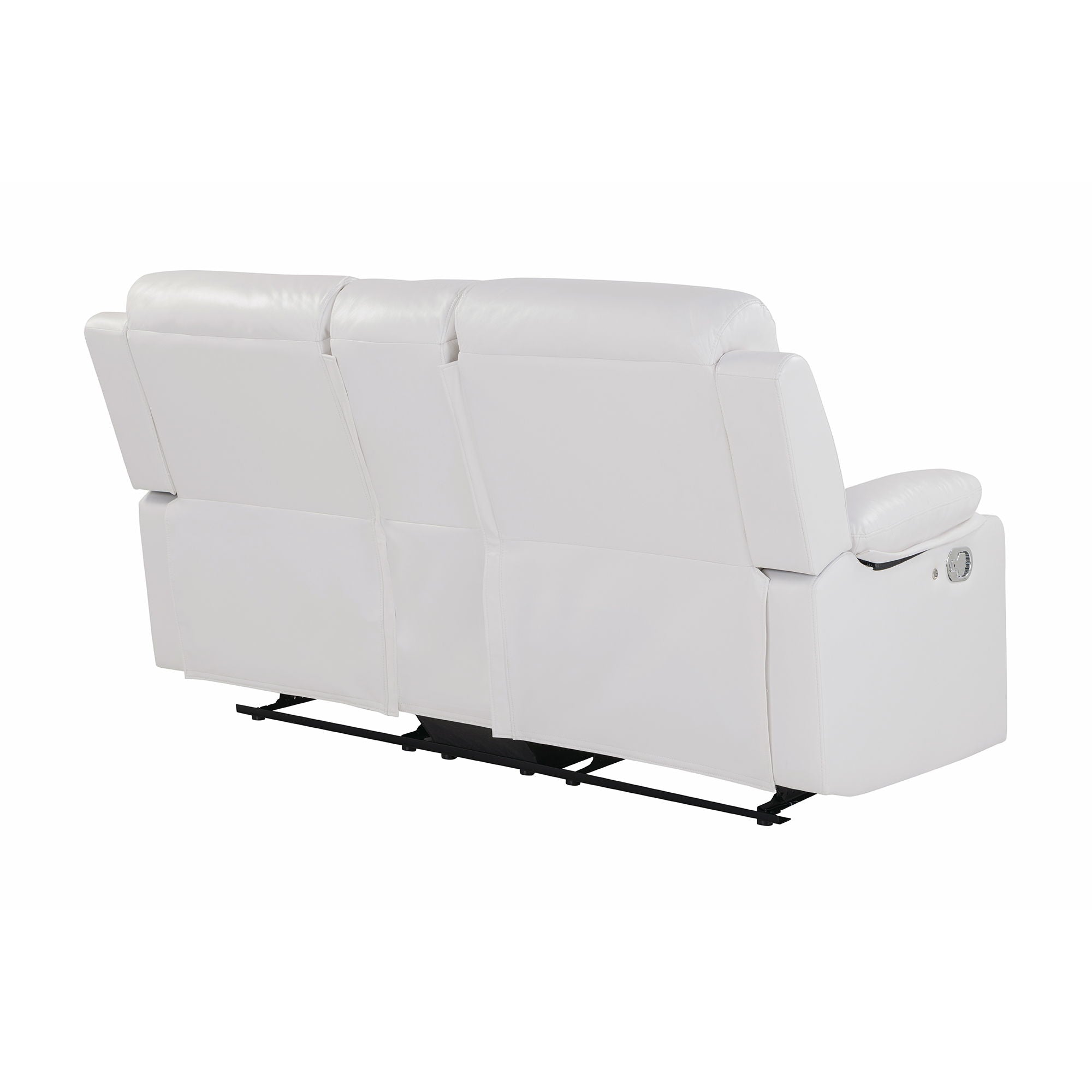 Blanche - Console Reclining Loveseat With LED Lights, Pillow Top Arms, Manual Recline, 2 Cupholders - White