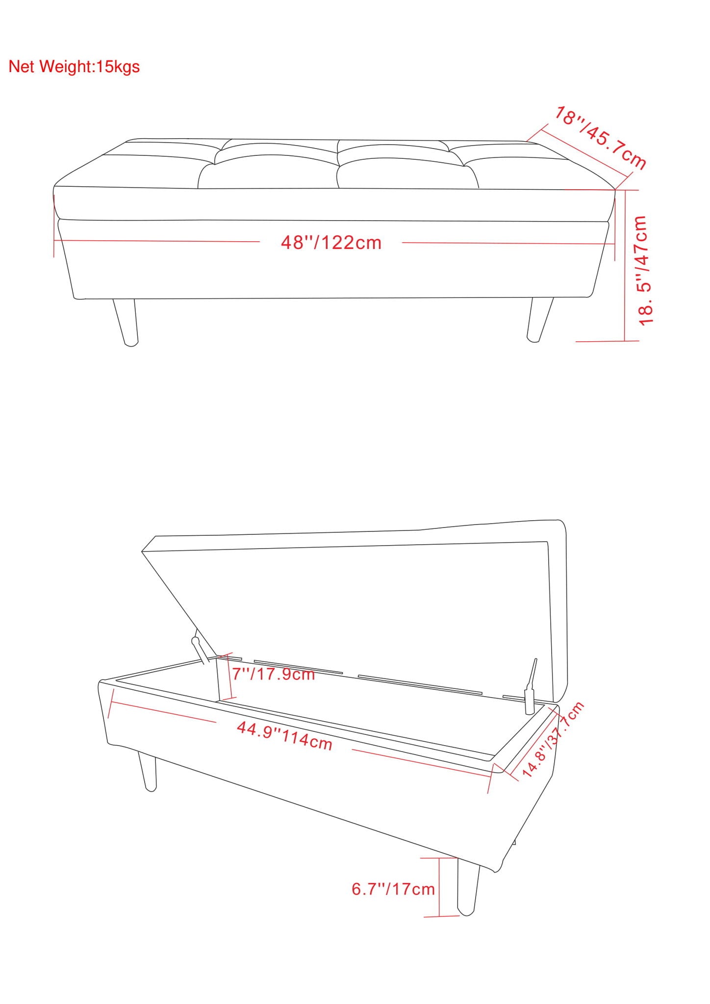 Shay - Large Square Coffee Table Storage Ottoman Mid-Century Style - Best Buy Furniture