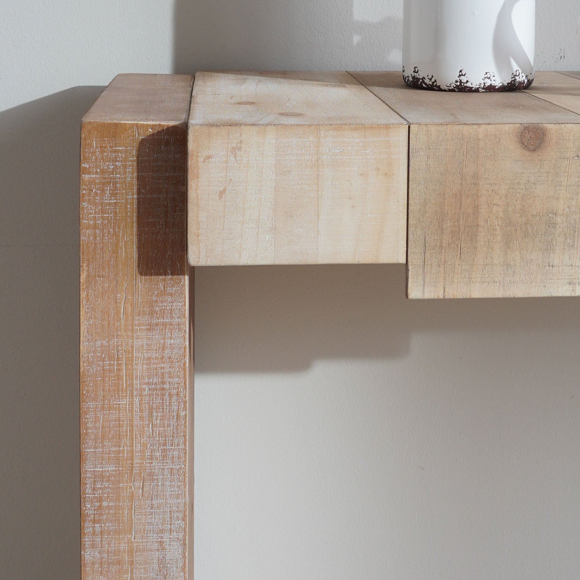 Modern Rustic Console Table - 71' Entryway Table with Sculpted Block Design - Narrow Sofa Table for Hallway, Living Room, or Foyer