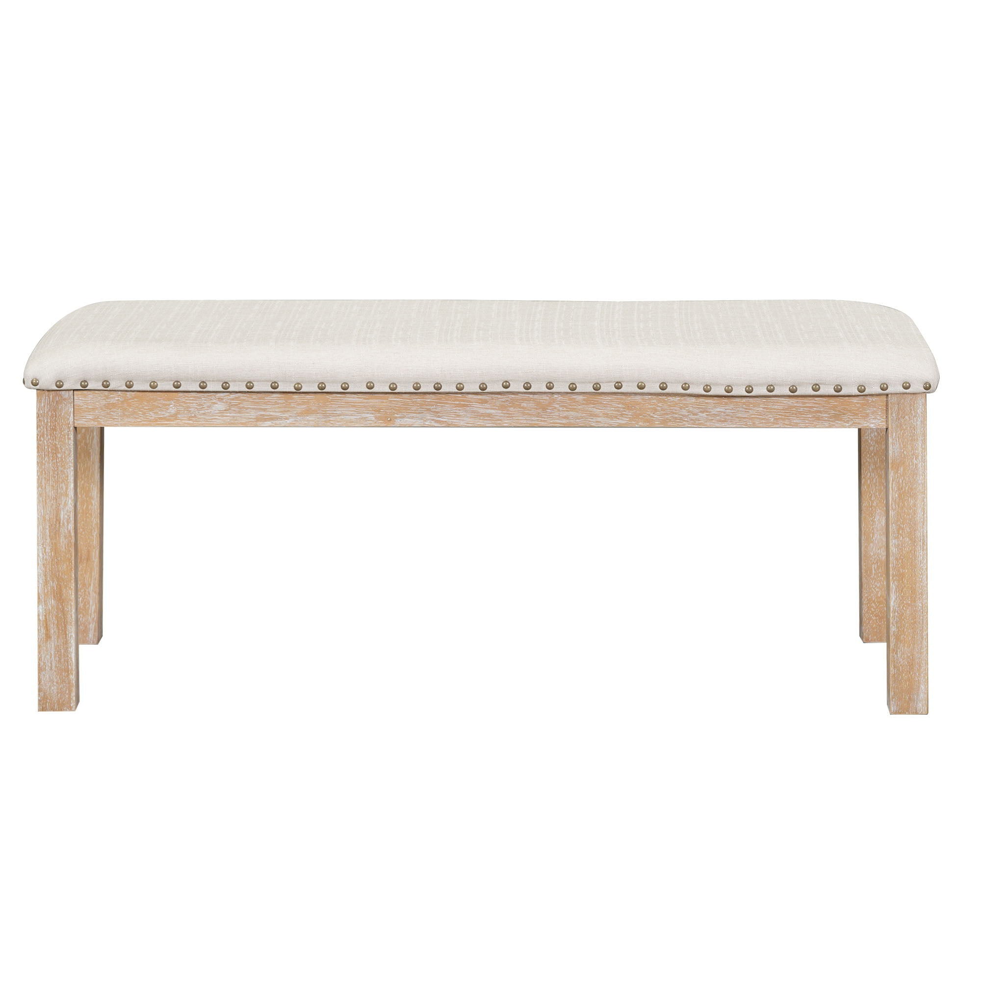 Topmax - 6 Piece Farmhouse Extendable Dining Table With Footrest, 4 Upholstered Dining Chairs And Dining Bench, Two 11" Removable Leaf - Best Buy Furniture