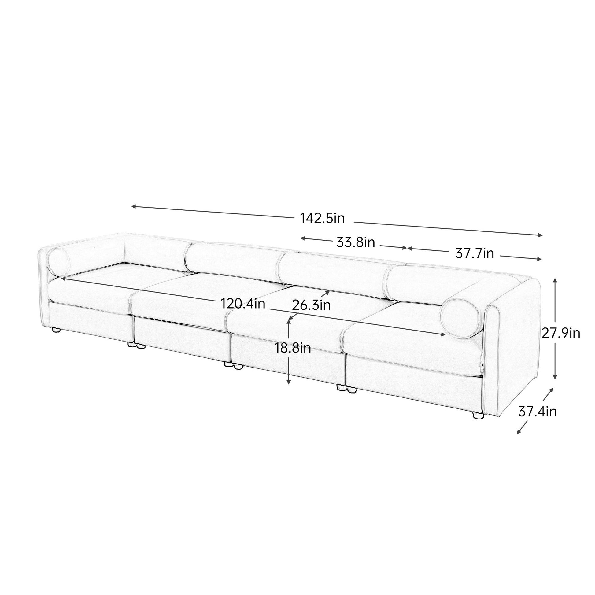 Stylish Chenille Sofa With Storage Seat And Cylindrical Backrest - Best Buy Furniture