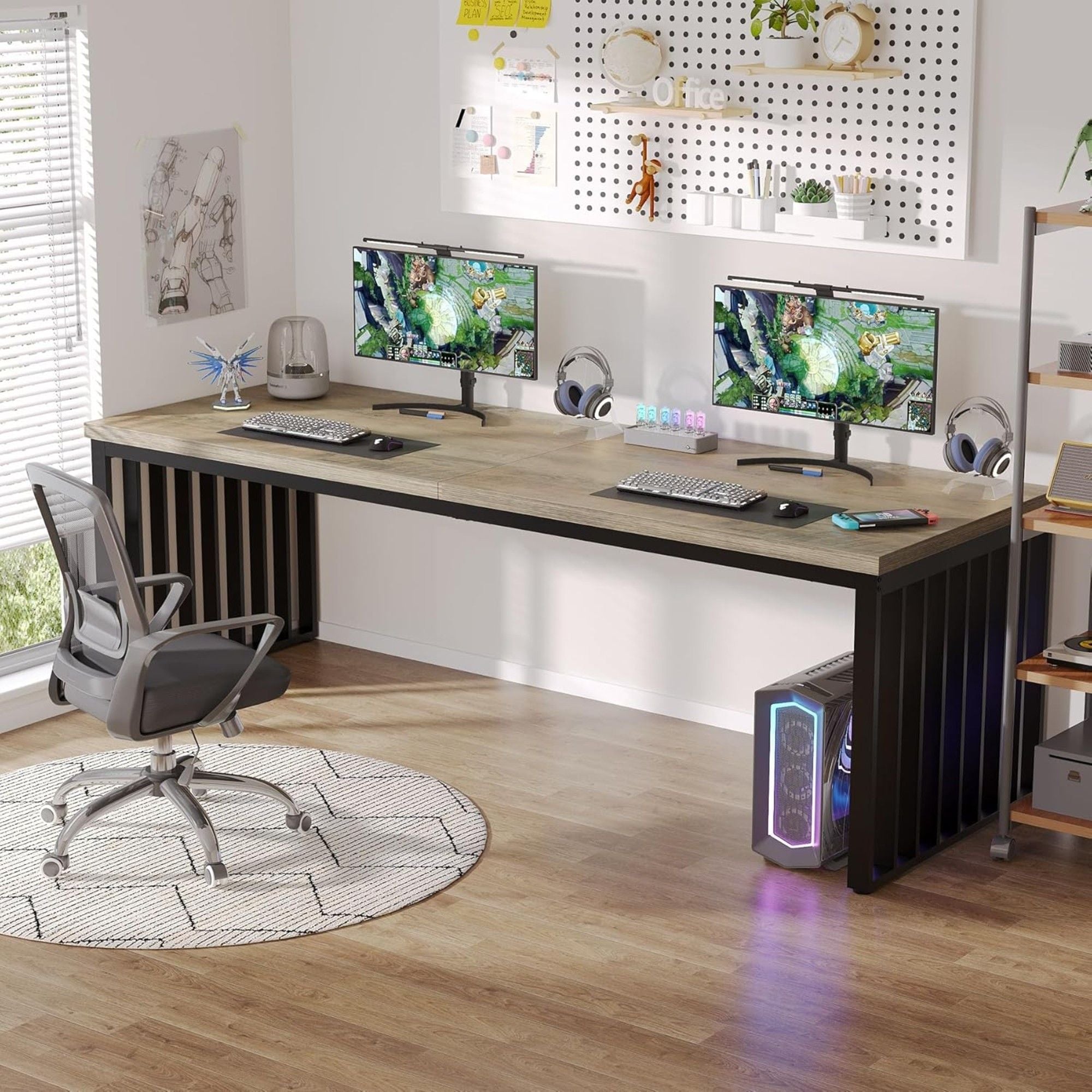 Double Computer Desk For 2 Person, Extra Long Workstation