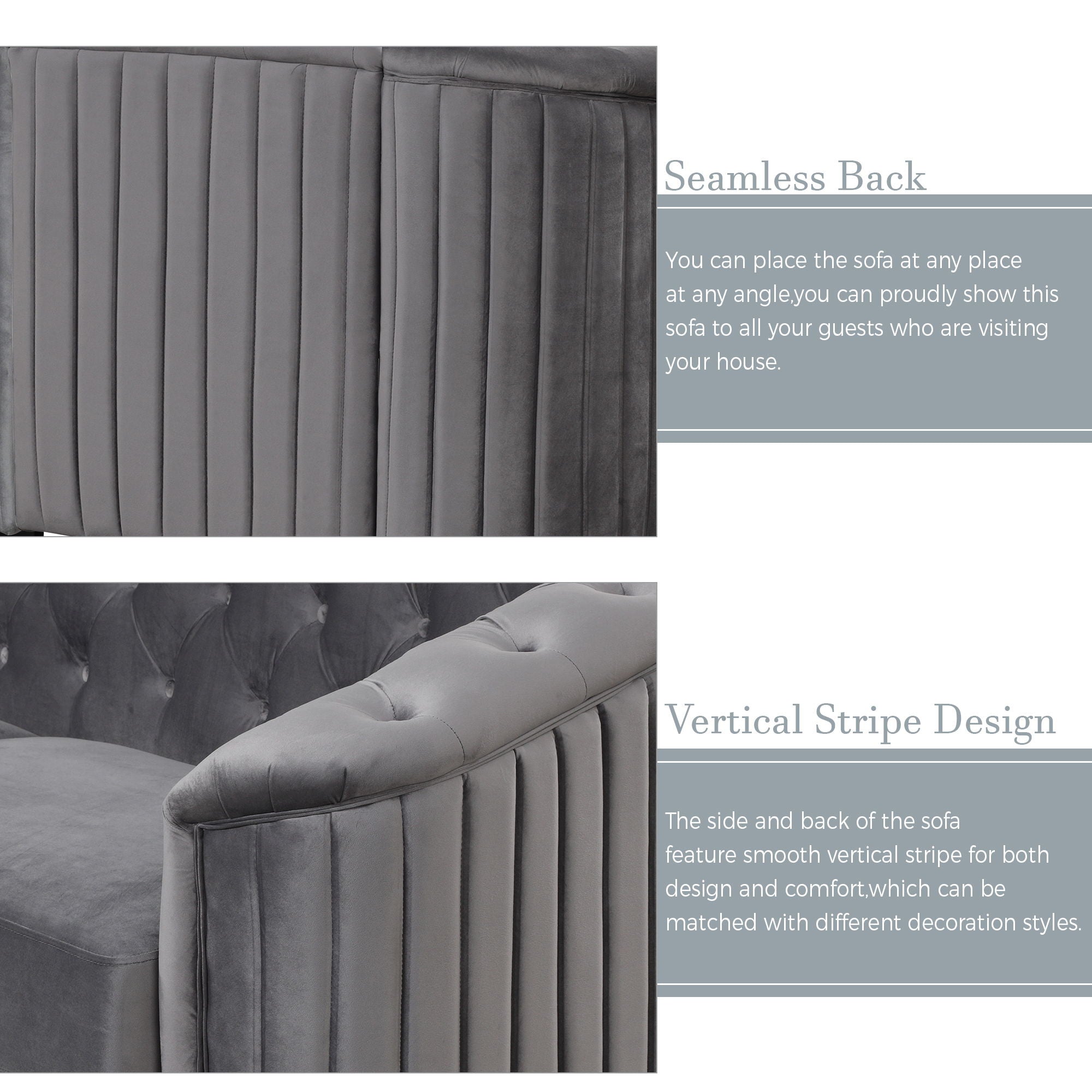 Sofa With Thick Removable Seat Cushion, 3 Seater