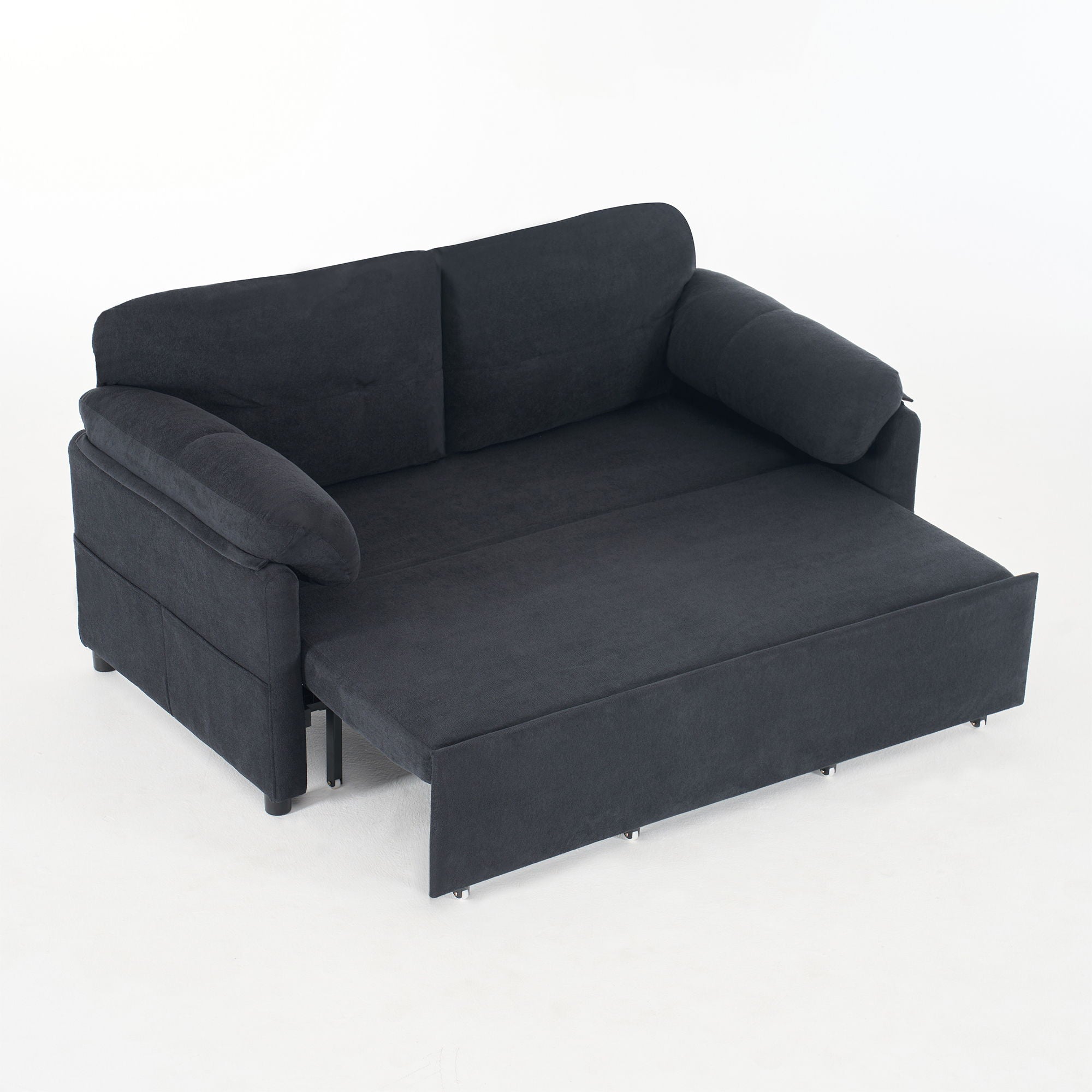 Convertible Pull Out Sofa Bed Queen Size, 3 In 1 With Side Storage