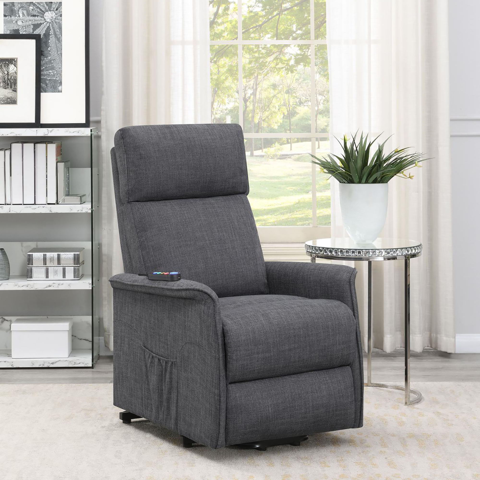 Upholstered Power Lift Recliner With Wired Remote