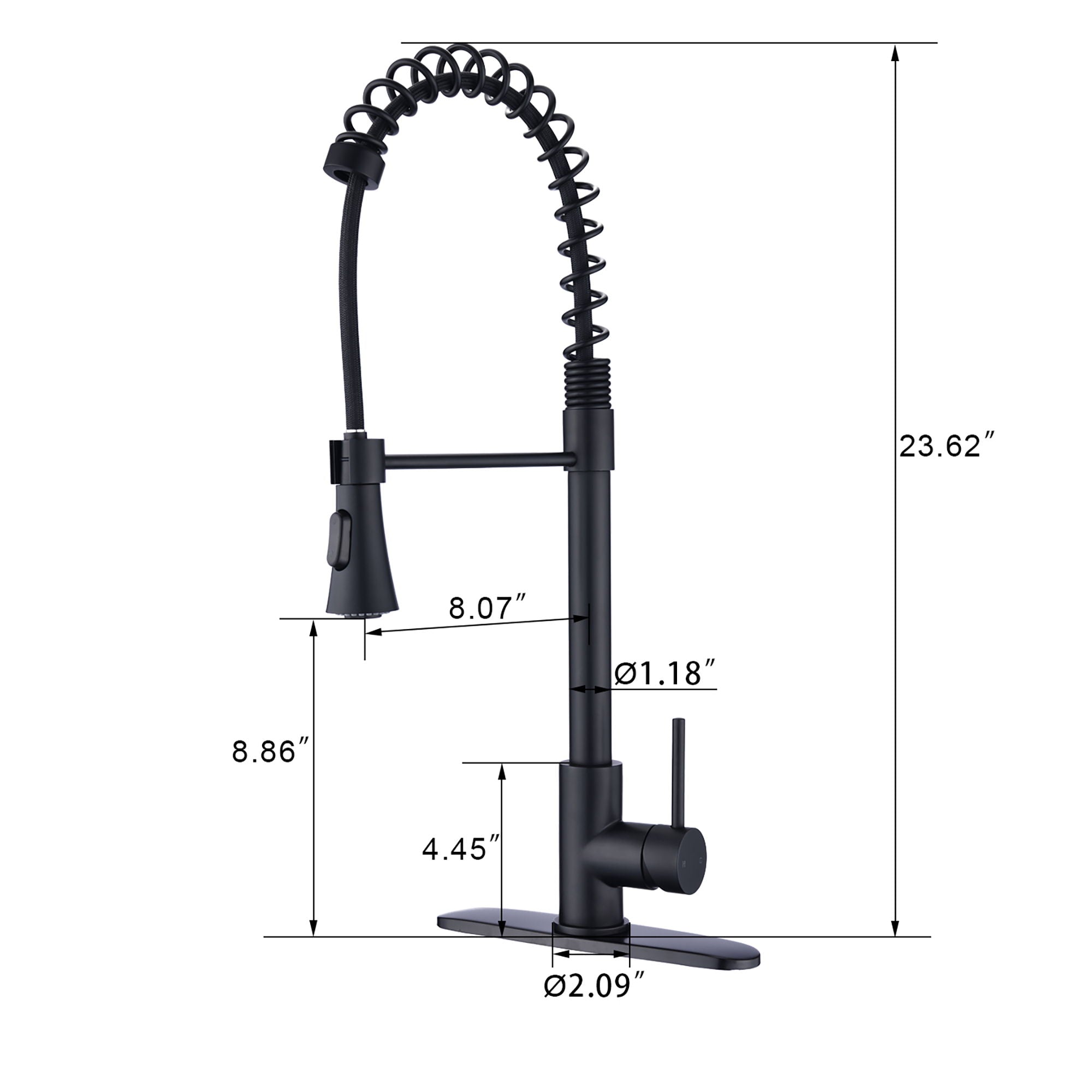 Modern Industrial Style Kitchen Faucet With Pull Down Sprayer Single Handle Stainless Steel - Matte Black