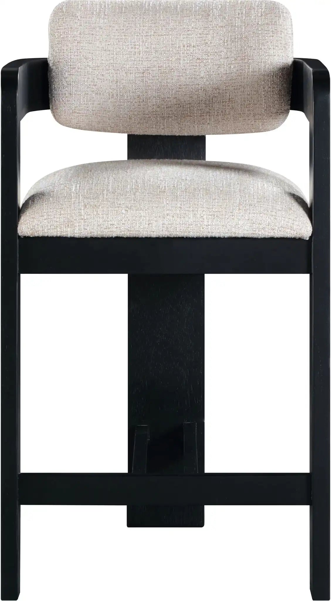 Sacha - Linen Stool With Black Base