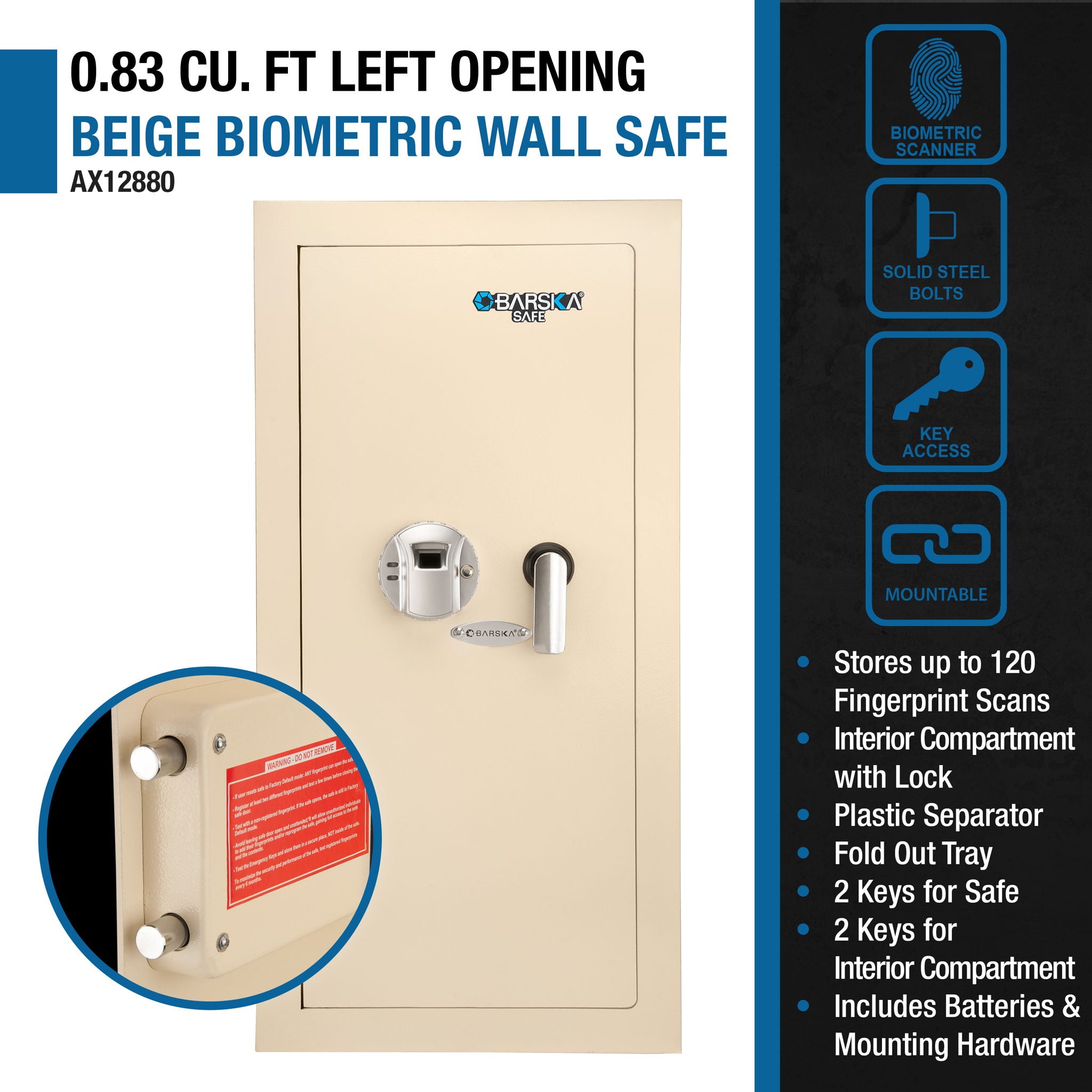 Durable Biometric Wall Safe