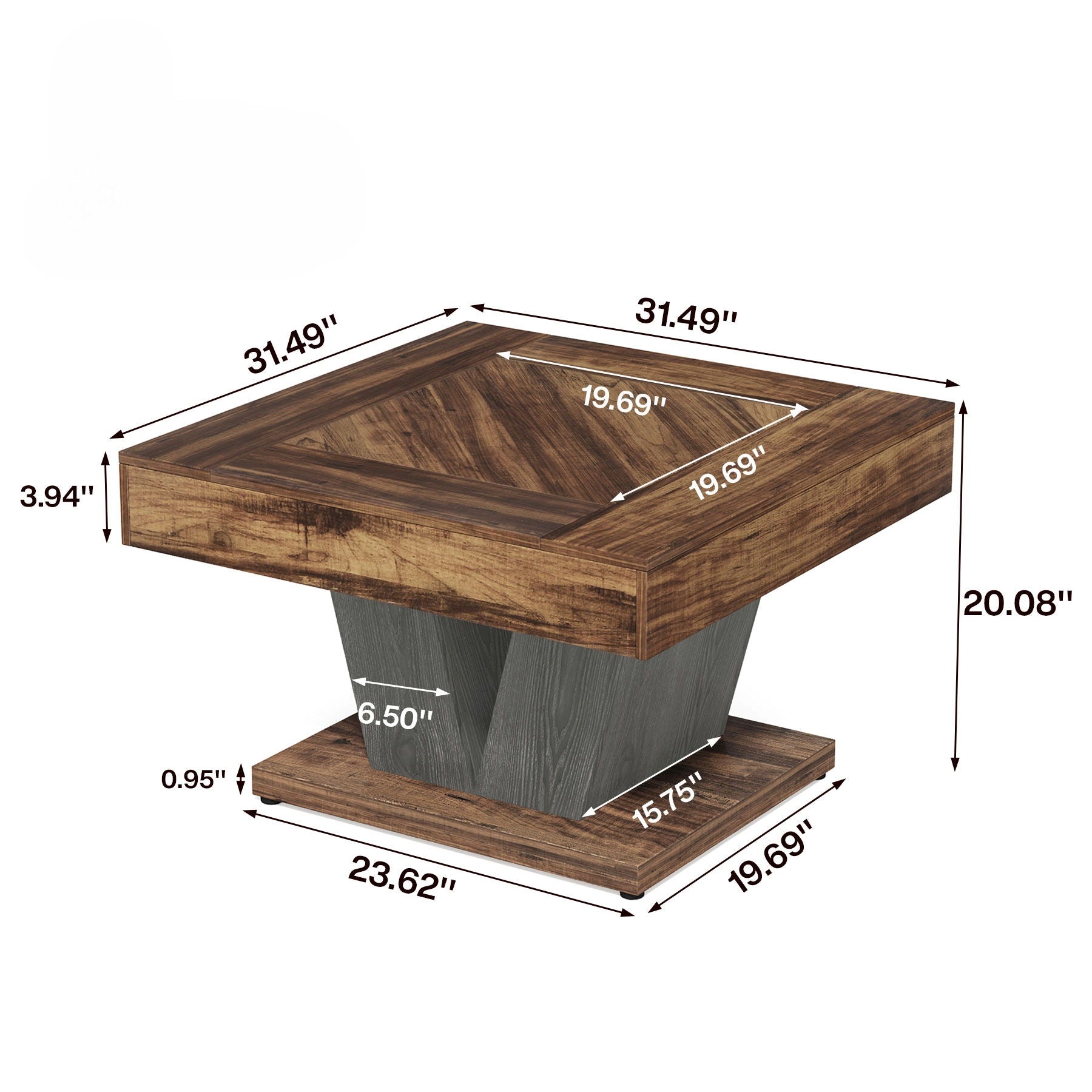 Square Coffee Table With Crisscross Base - Brown / Black