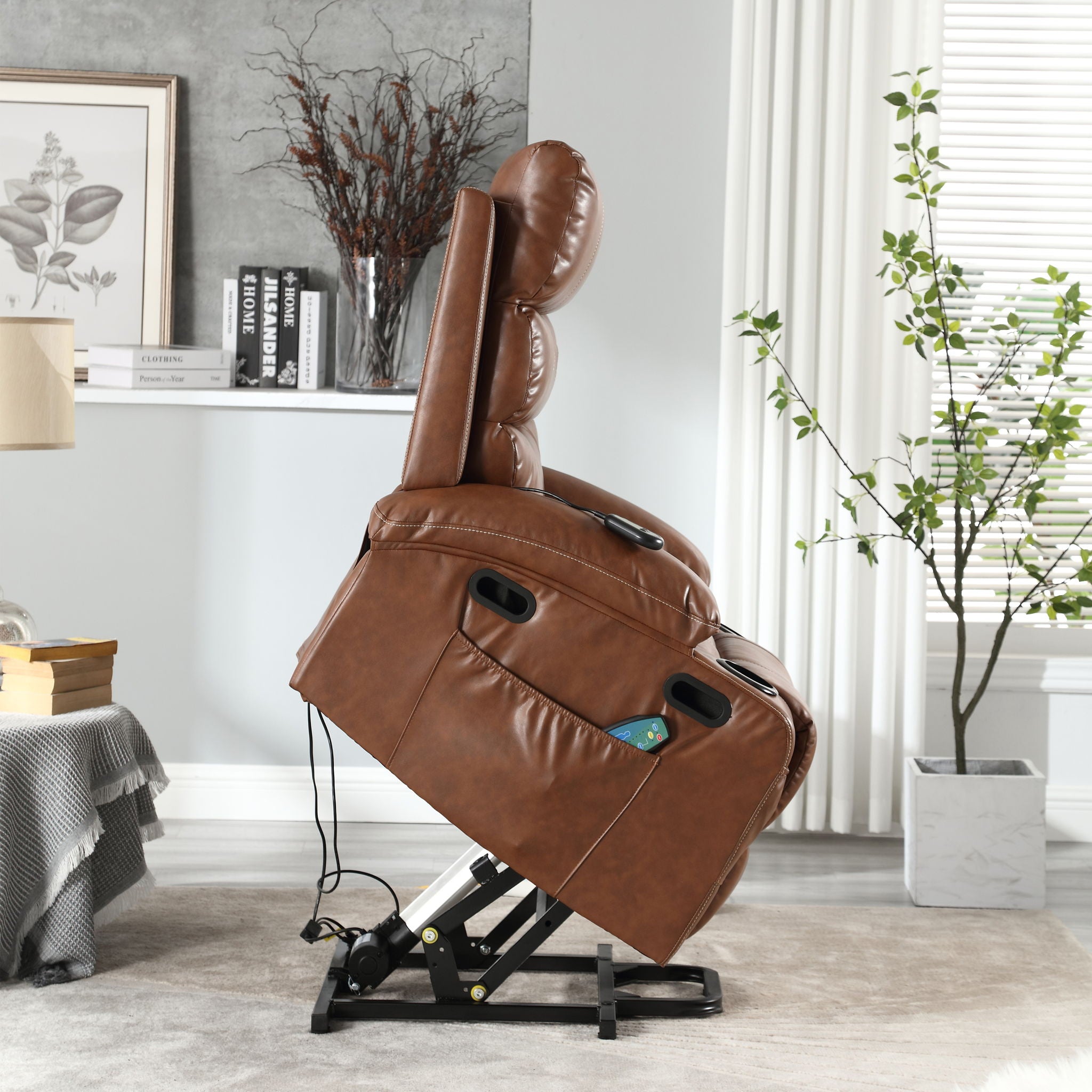 Cozy Electric Power Lift Recliner Chair Sofa For Elderly With Vibration Massage And Lumbar Heat