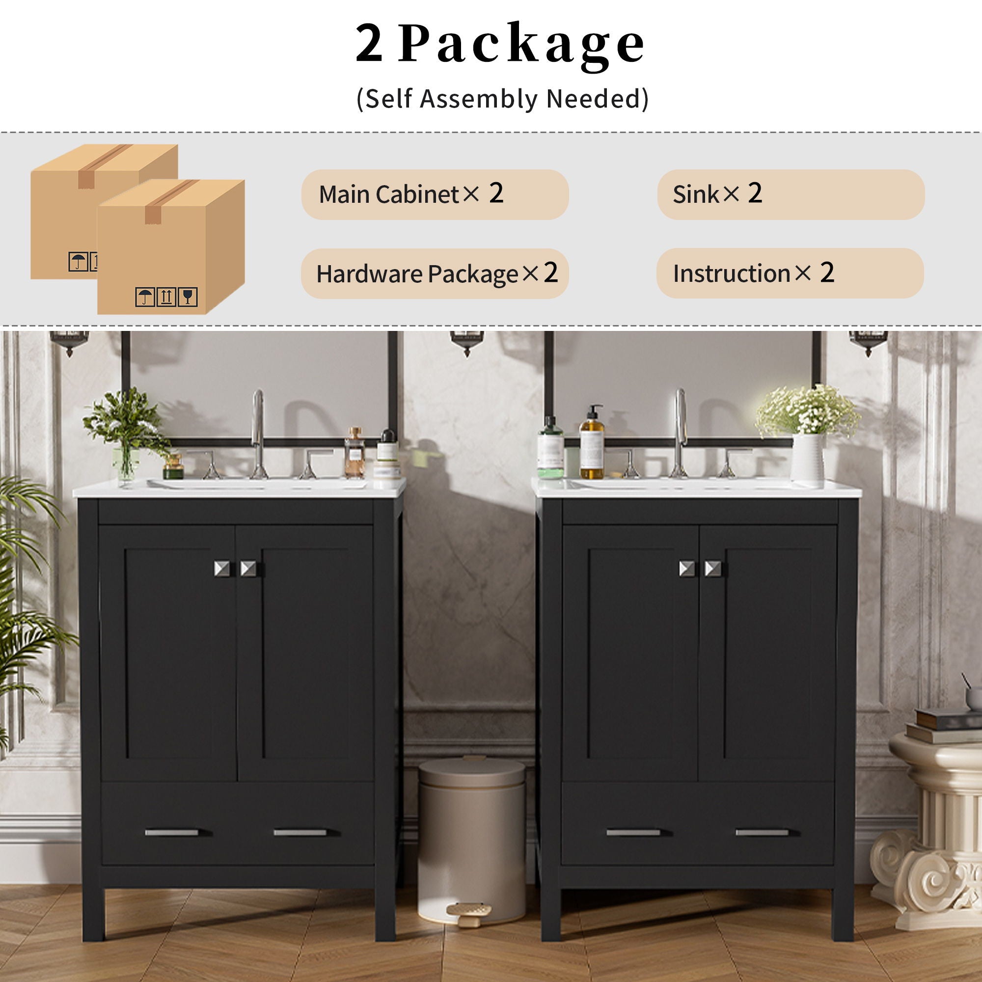 Bathroom Vanity With Integrated Undermount Ceramic Sink, 2 Doors And 1 Drawer, Soft Close Hinges - Best Buy Furniture