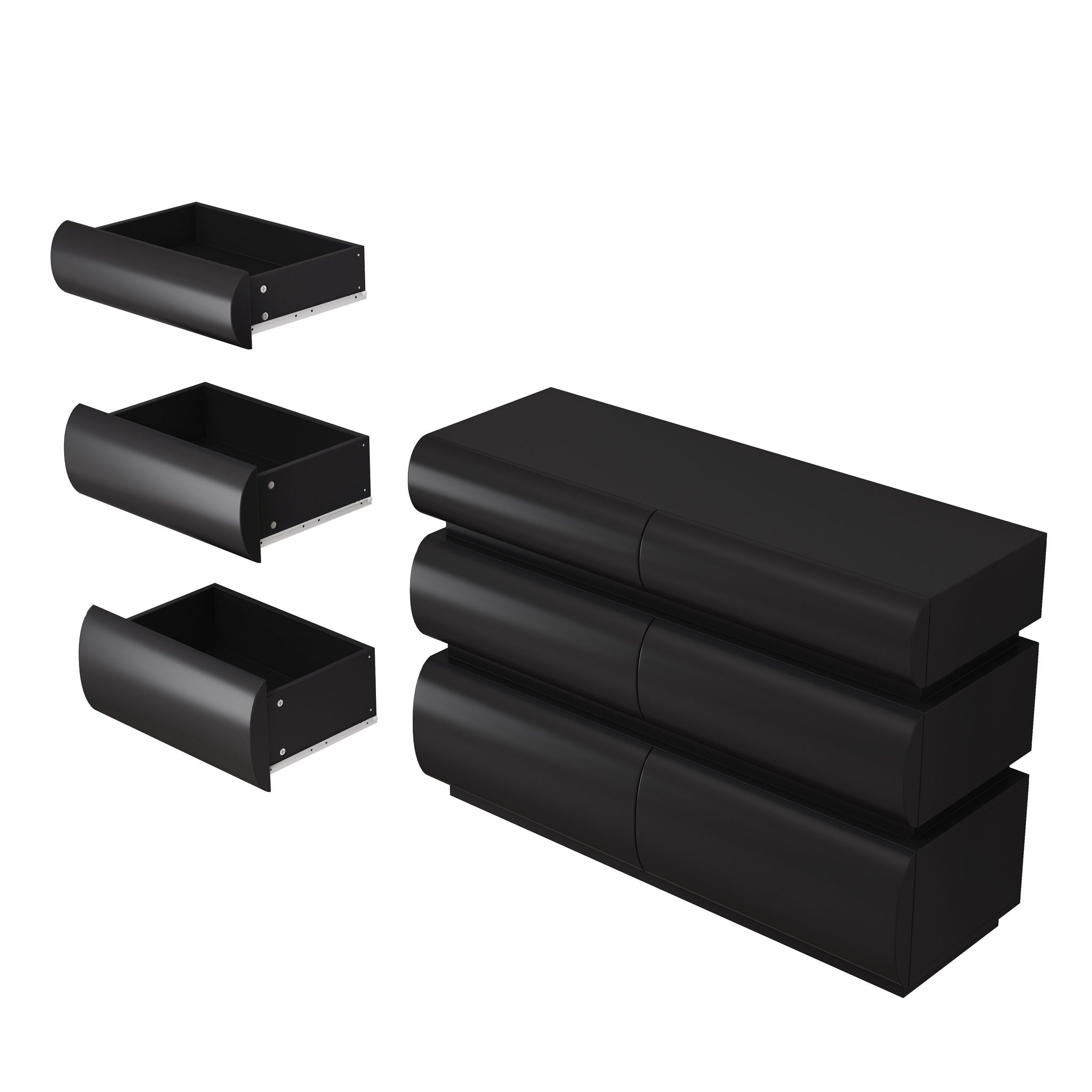 Minimalist Modern 6 Drawer Dresser, Handle Free Design With Wide Storage