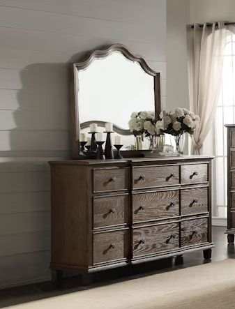 Baudouin - Weathered Mirror - Oak - Best Buy Furniture