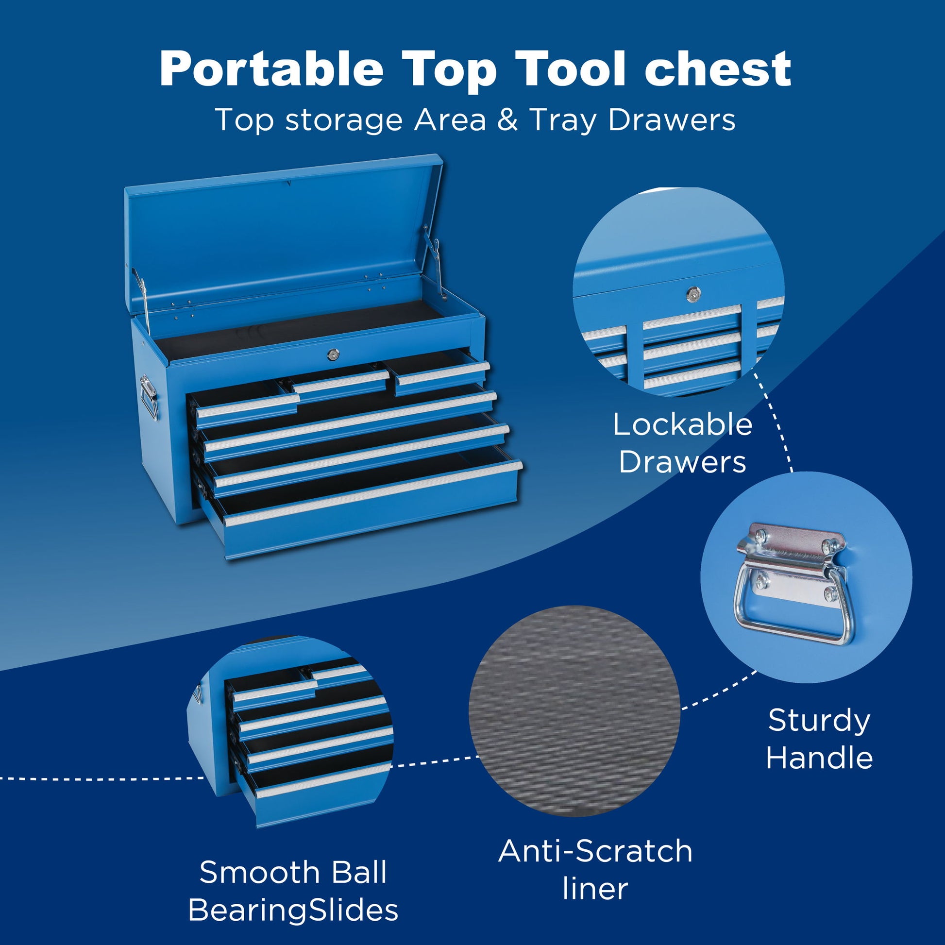 8 Drawer Rolling Tool Chest With 2 In 1 Detachable Top Box, Lockable Wheels - Best Buy Furniture