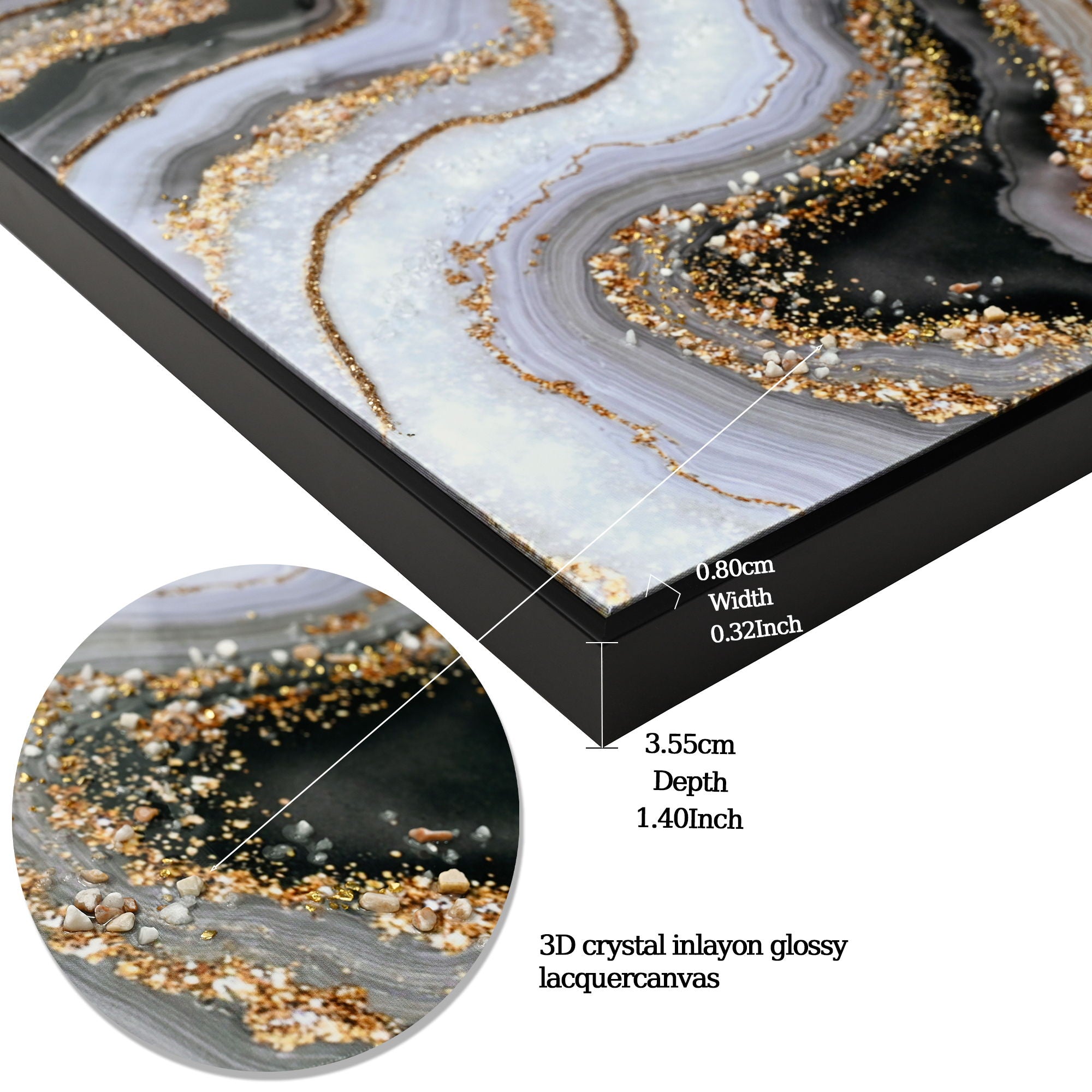 Canvas Painting Wall Art Framed, Artwork Decor, Picture Marble Print Paintings For Living Room - Frosted Glass / Gold