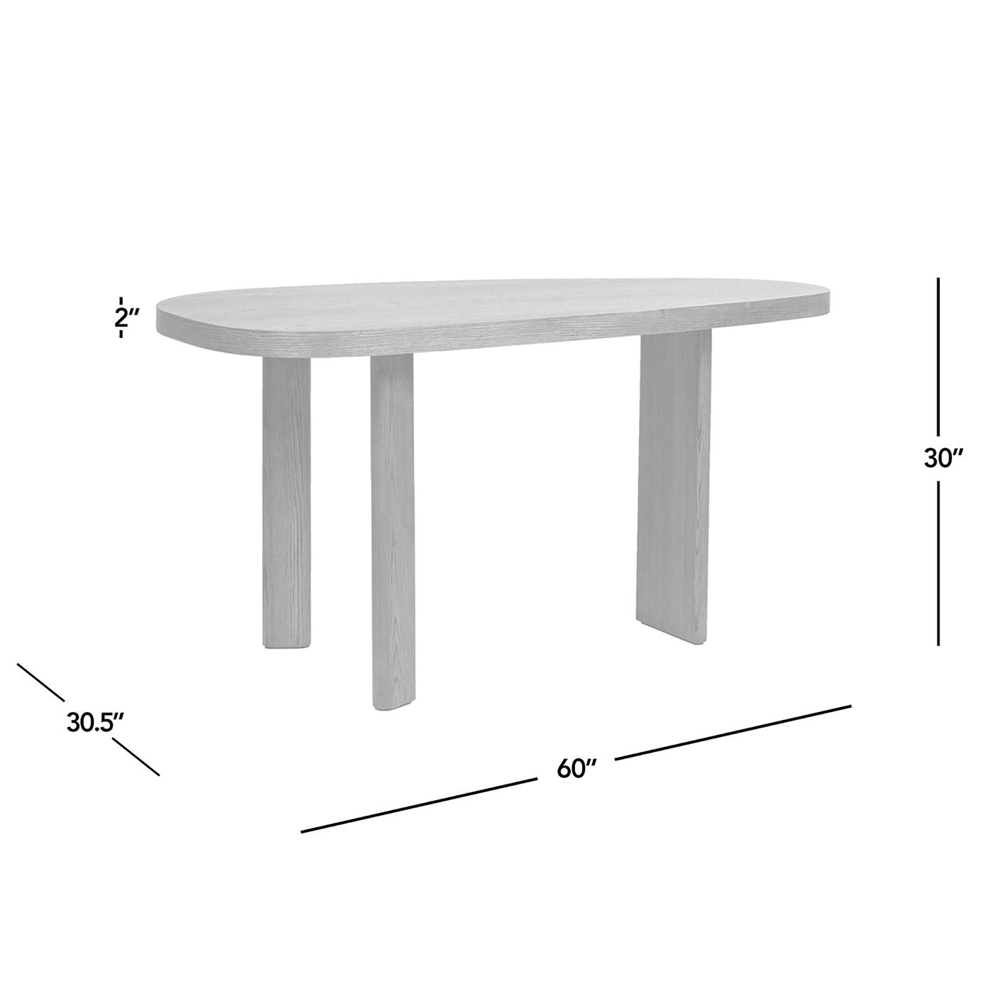 Melvin - Modern Oak Oblong Oval Console Desk - Cafe Brown Oak