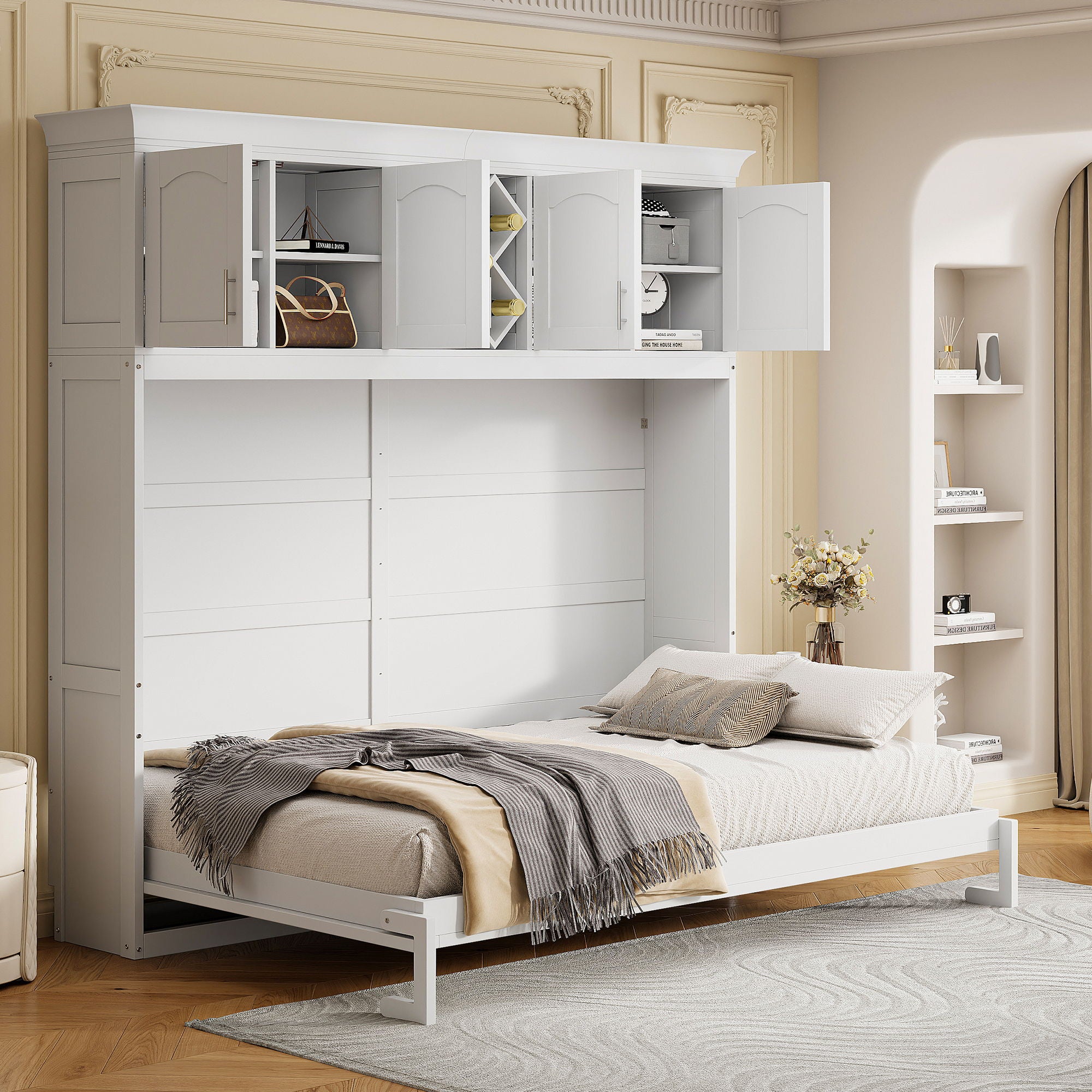 Murphy Wall Bed With Top Cabinets & Wine Rack
