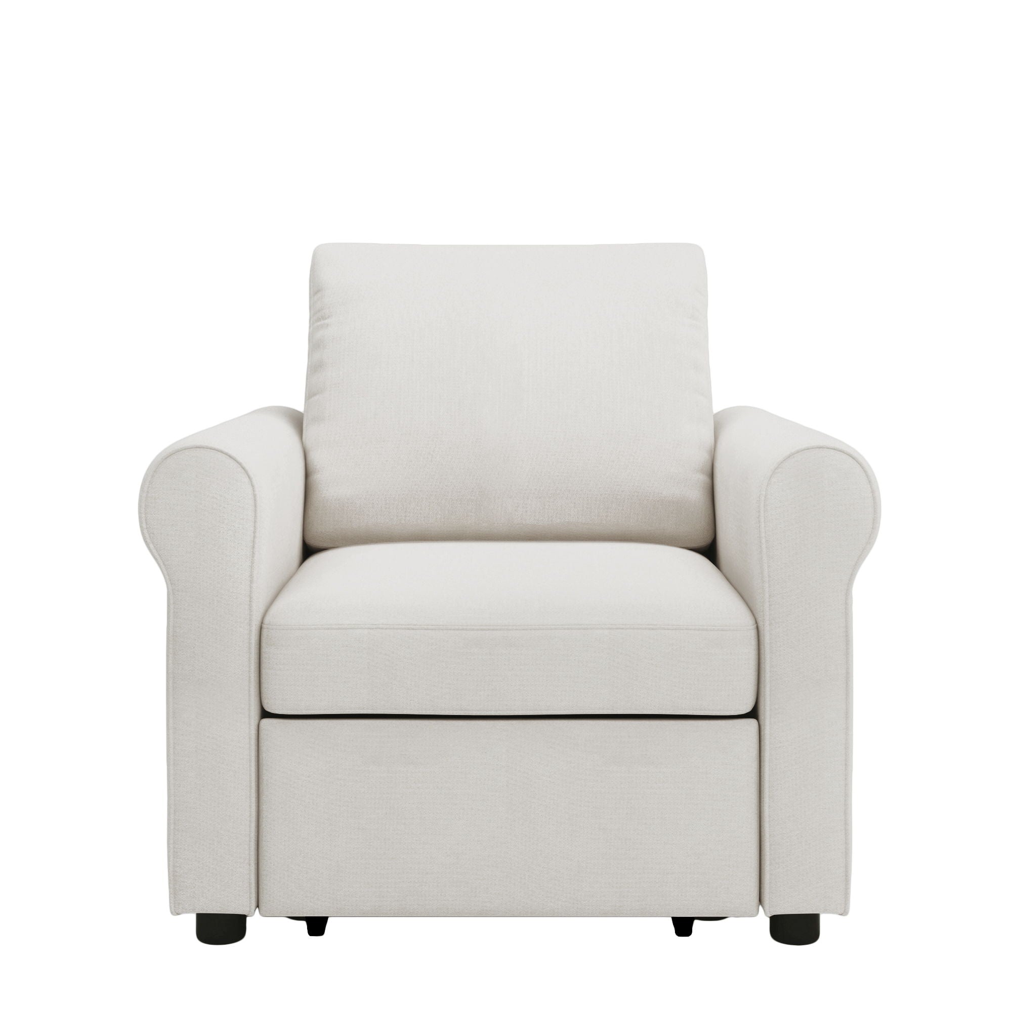 Modern 3 In 1 Convertible Sleeper Chair Bed, Linen Upholstery, Adjustable Backrest