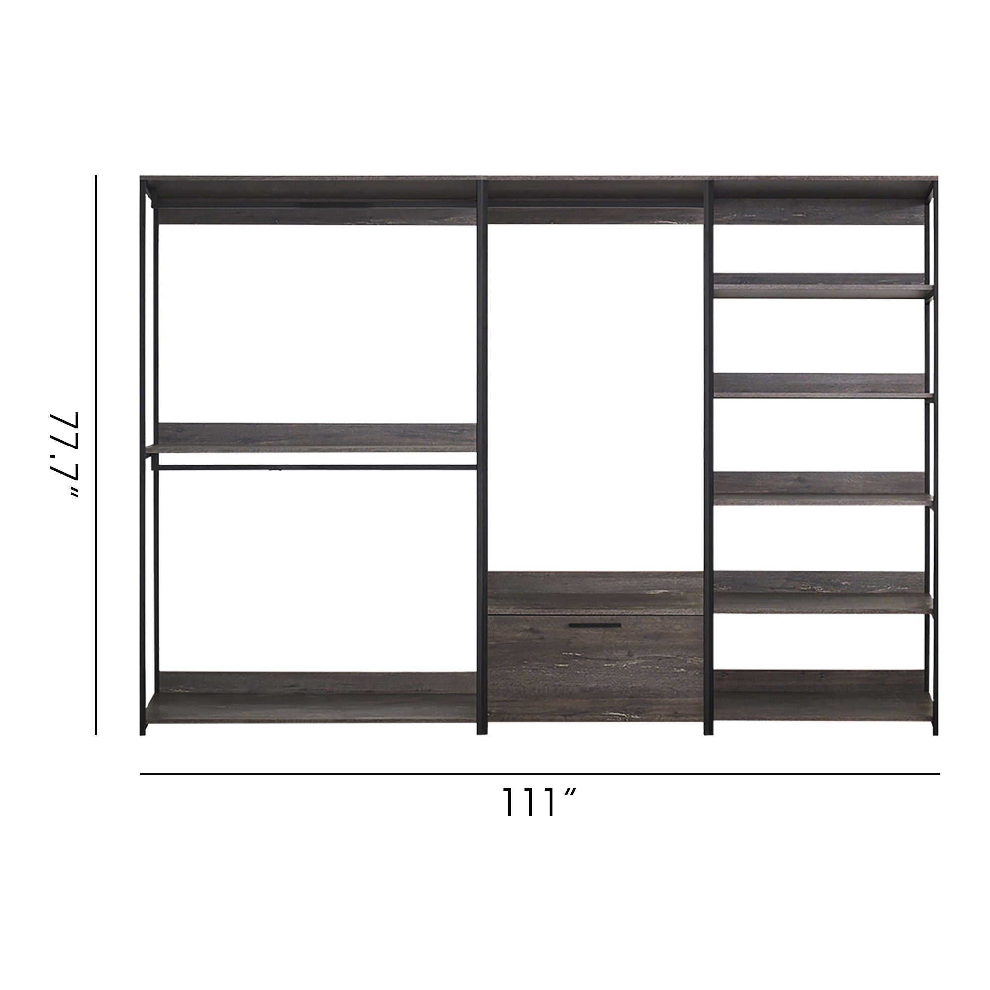Monica - Wood Walk In Closet System, Modular Design Melamine - Rustic