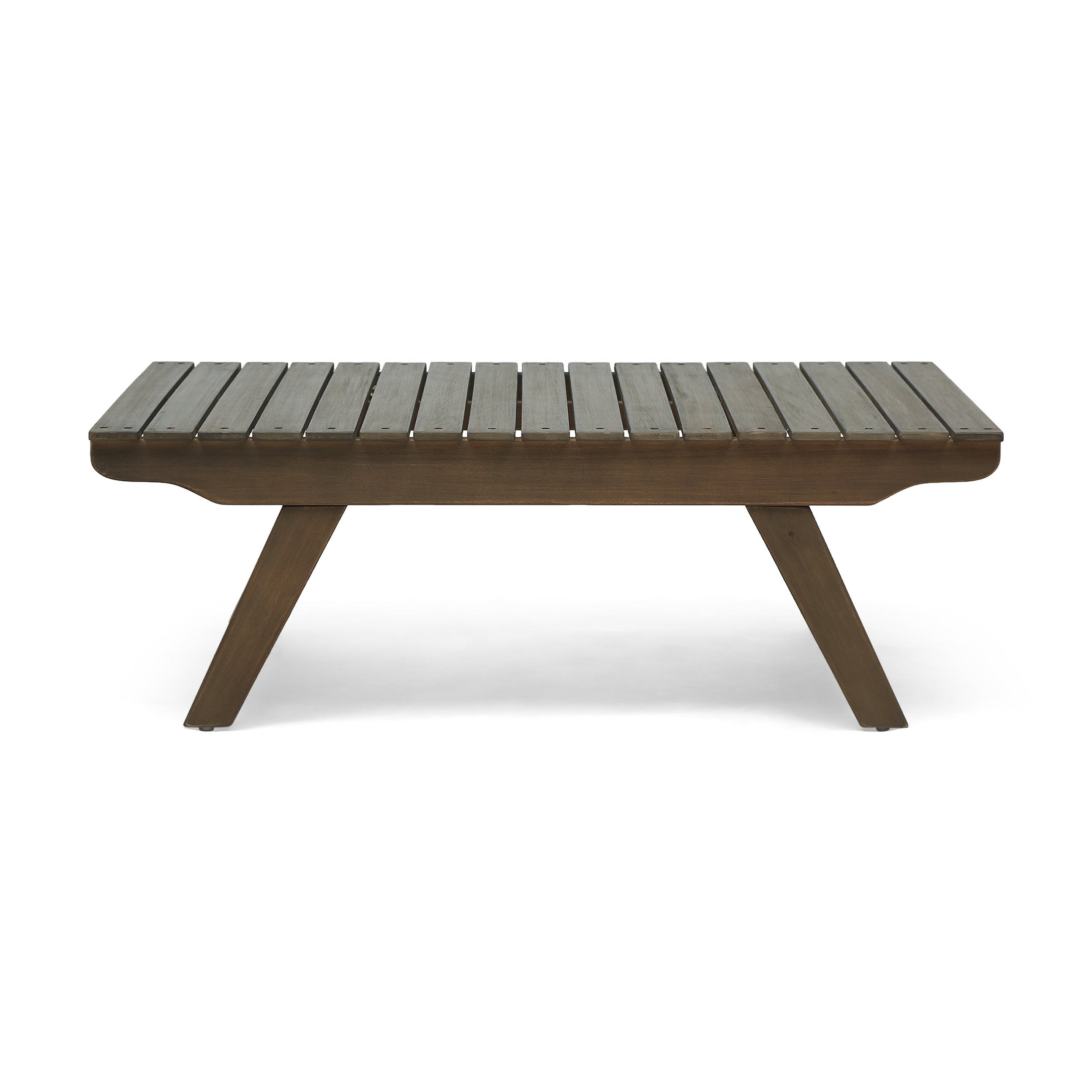 Outdoor Acacia Wood Coffee Table with Open Slat Design, Grey