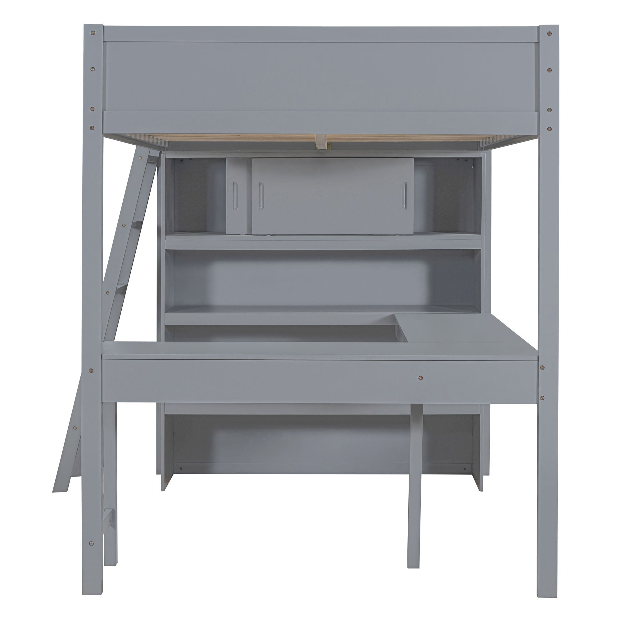 Modern Loft Bed With Desk And Shelves