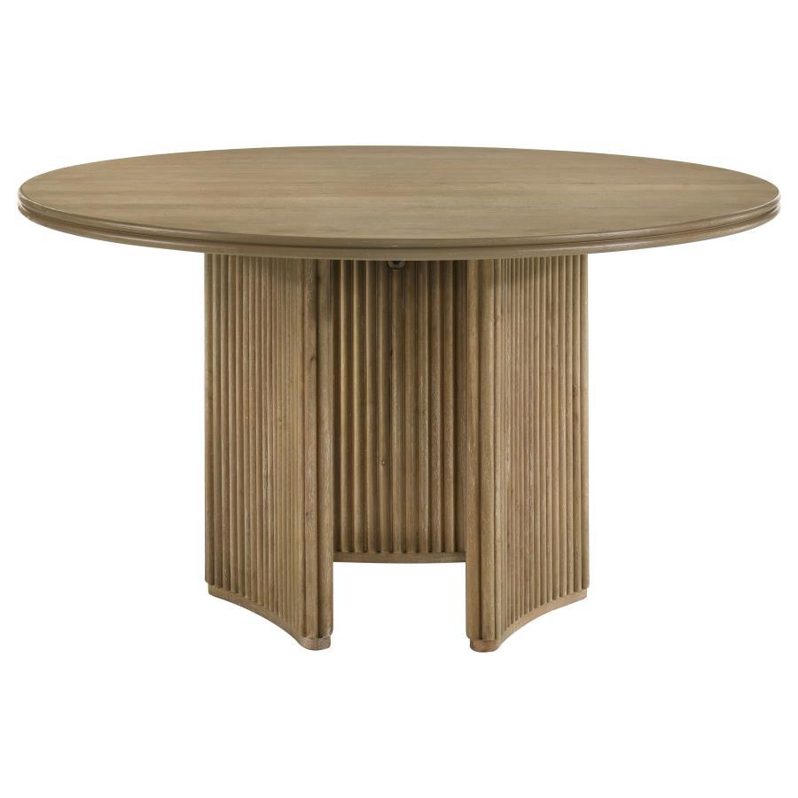 Adina - 53" Round Wood Dining Table - Distressed Light Brown - Best Buy Furniture
