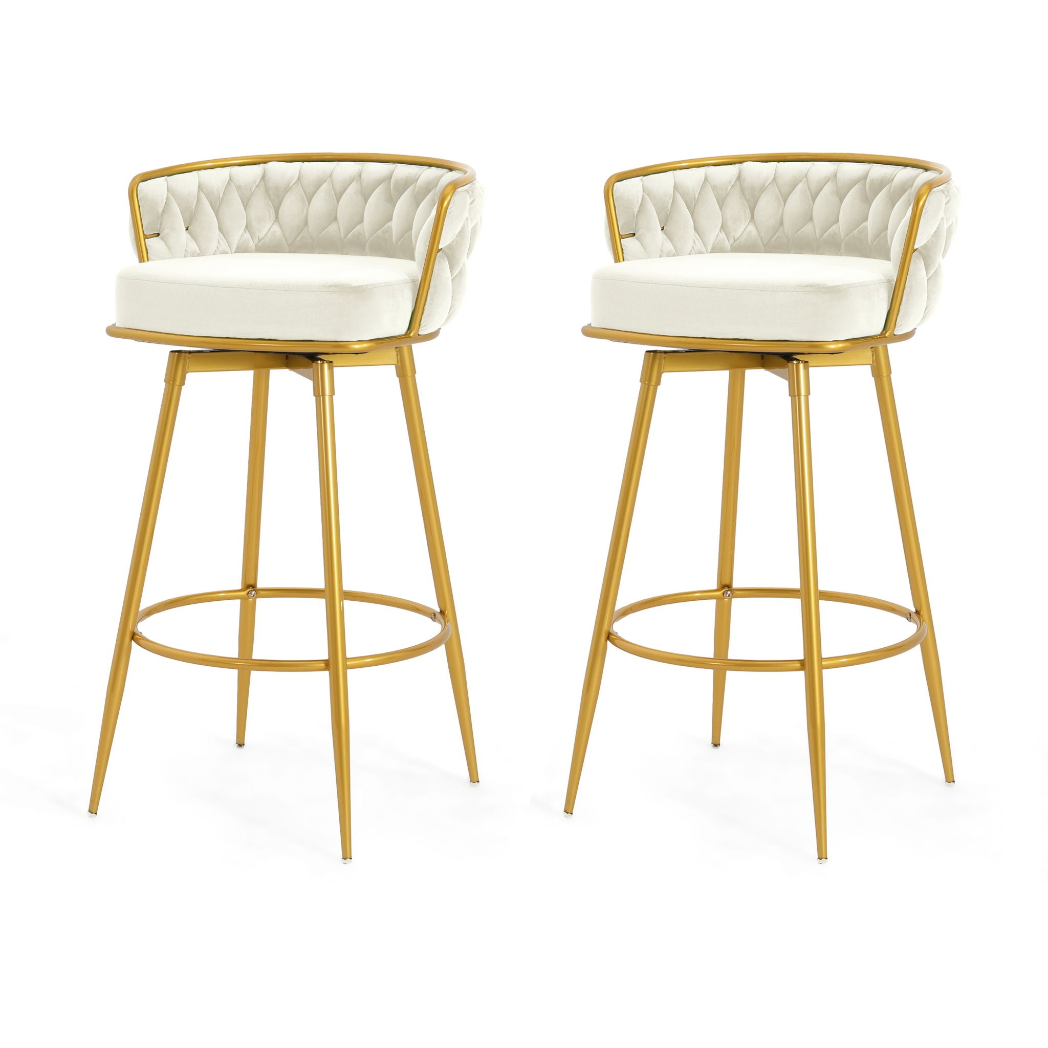 Modern Low Back Upholstered Counter Height Bar Stools (Set of 2)