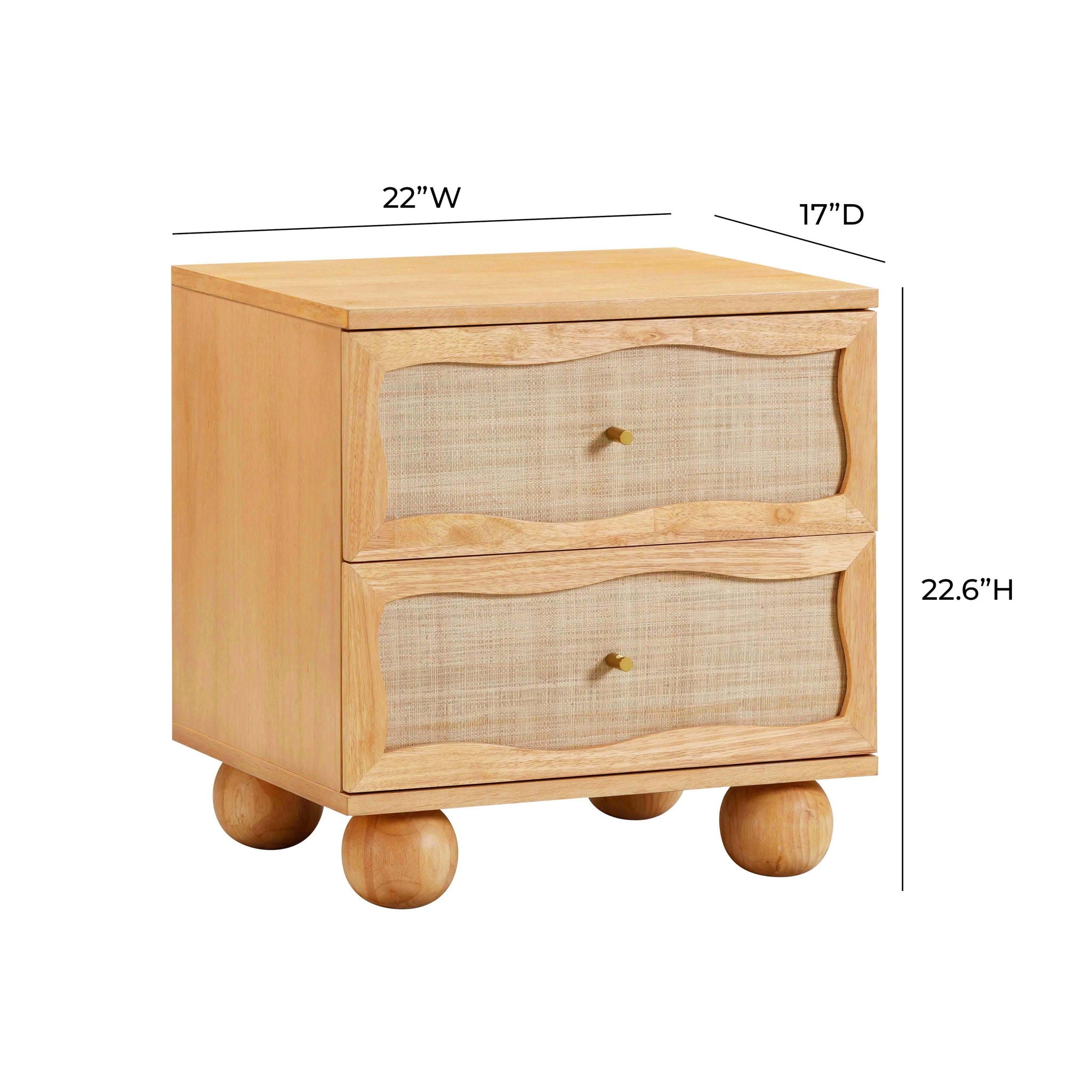 Grappa - Wood & Rattan Wavy Nightstand - Natural
