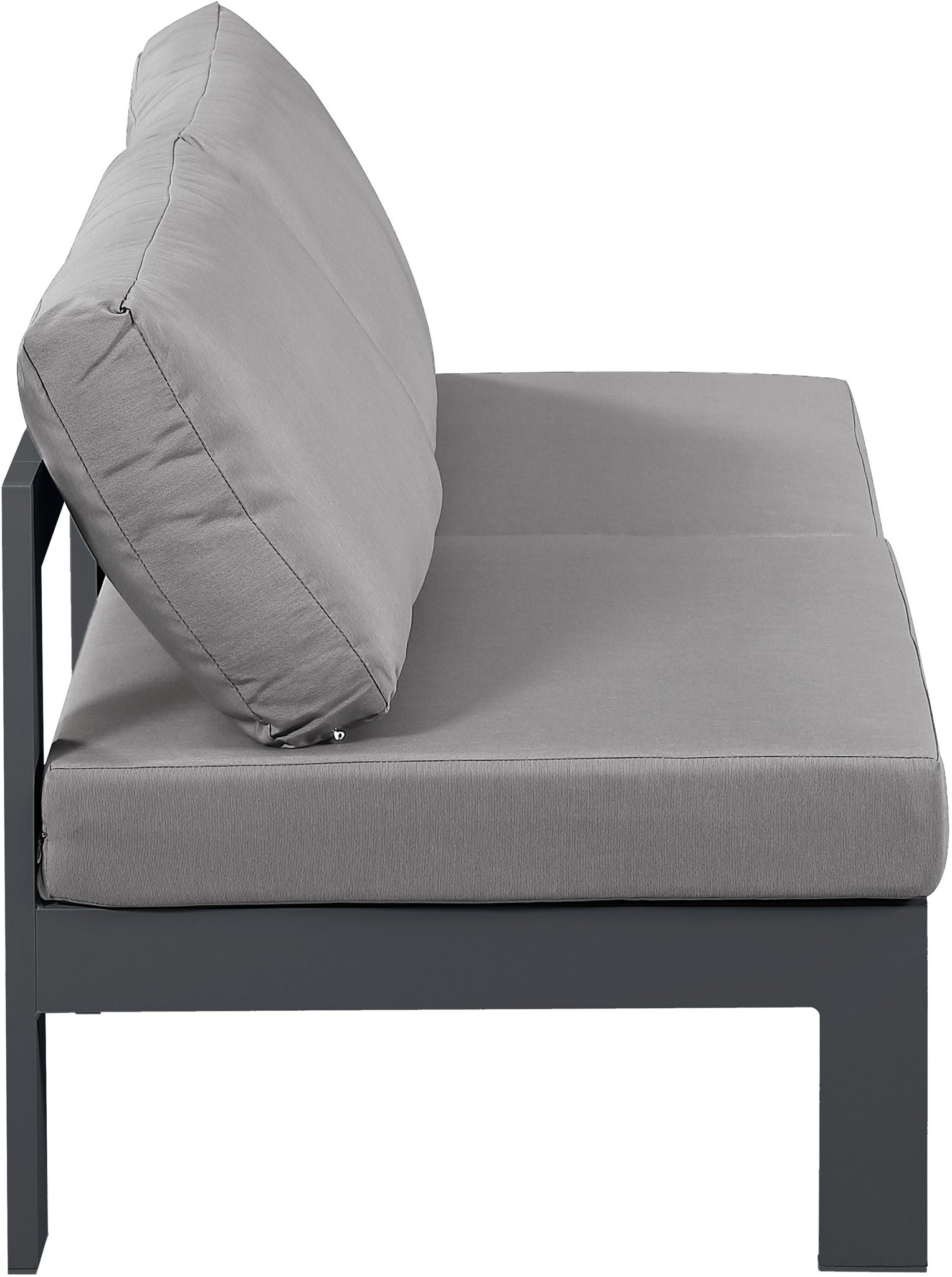 Nizuc - Outdoor Patio 2 Seat Armless Modular Sofa With Gray Frame