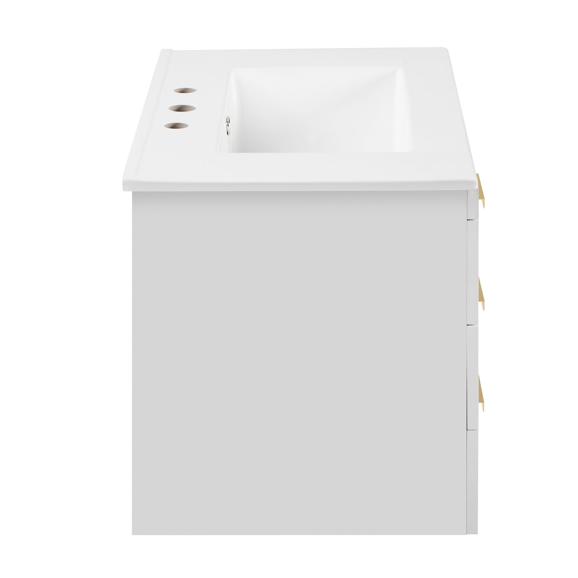 Modern Wall Mounted Bathroom Cabinet With Ceramic Sink, Soft-Closing Drawer And Door