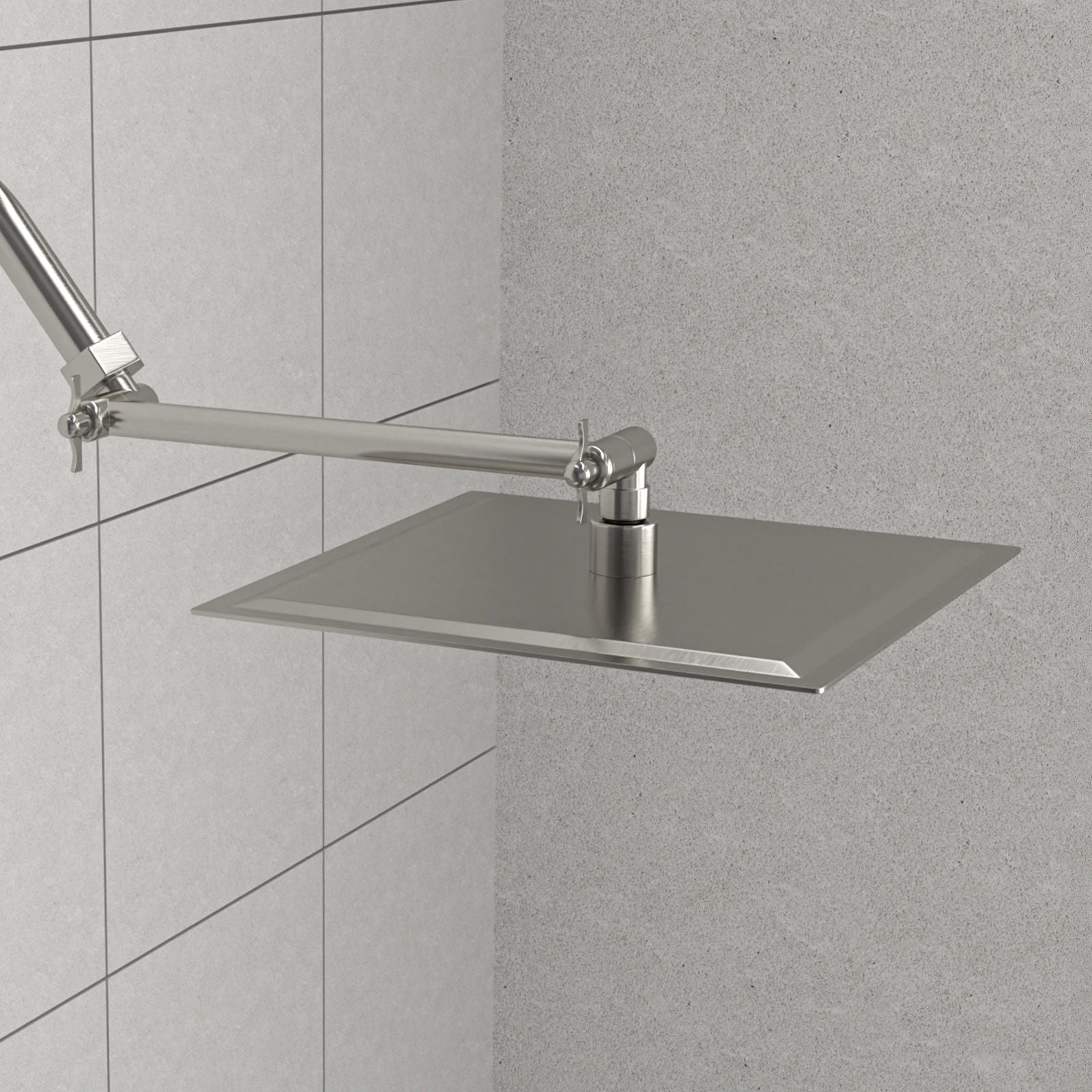 Luxury Rain Shower Head With Adjustable Arm, 10" Square, Stainless Steel - Brushed Nickel - Best Buy Furniture