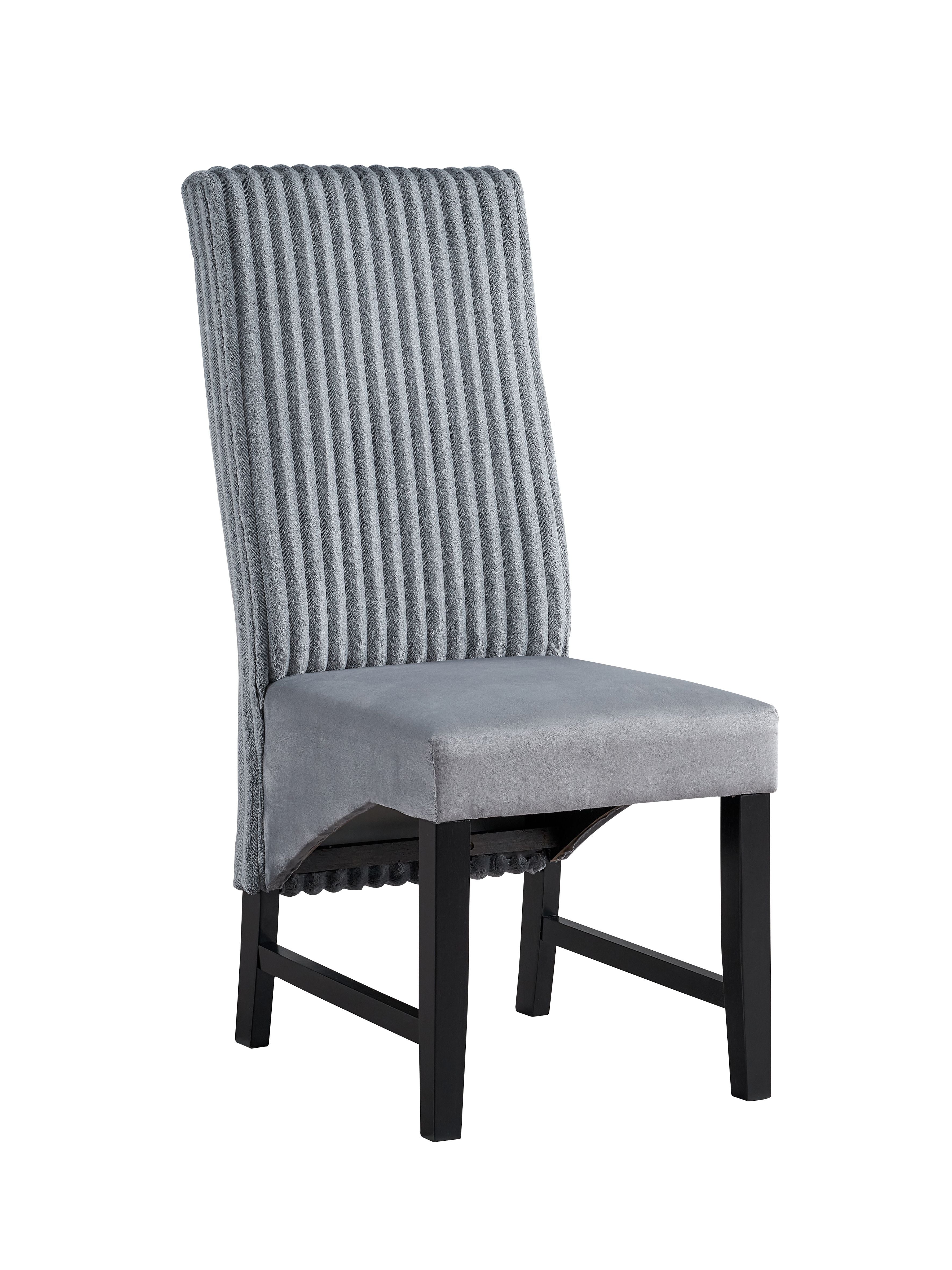 Kini - Corduroy Side Chair (Set of 2) - Black / Gray - Best Buy Furniture