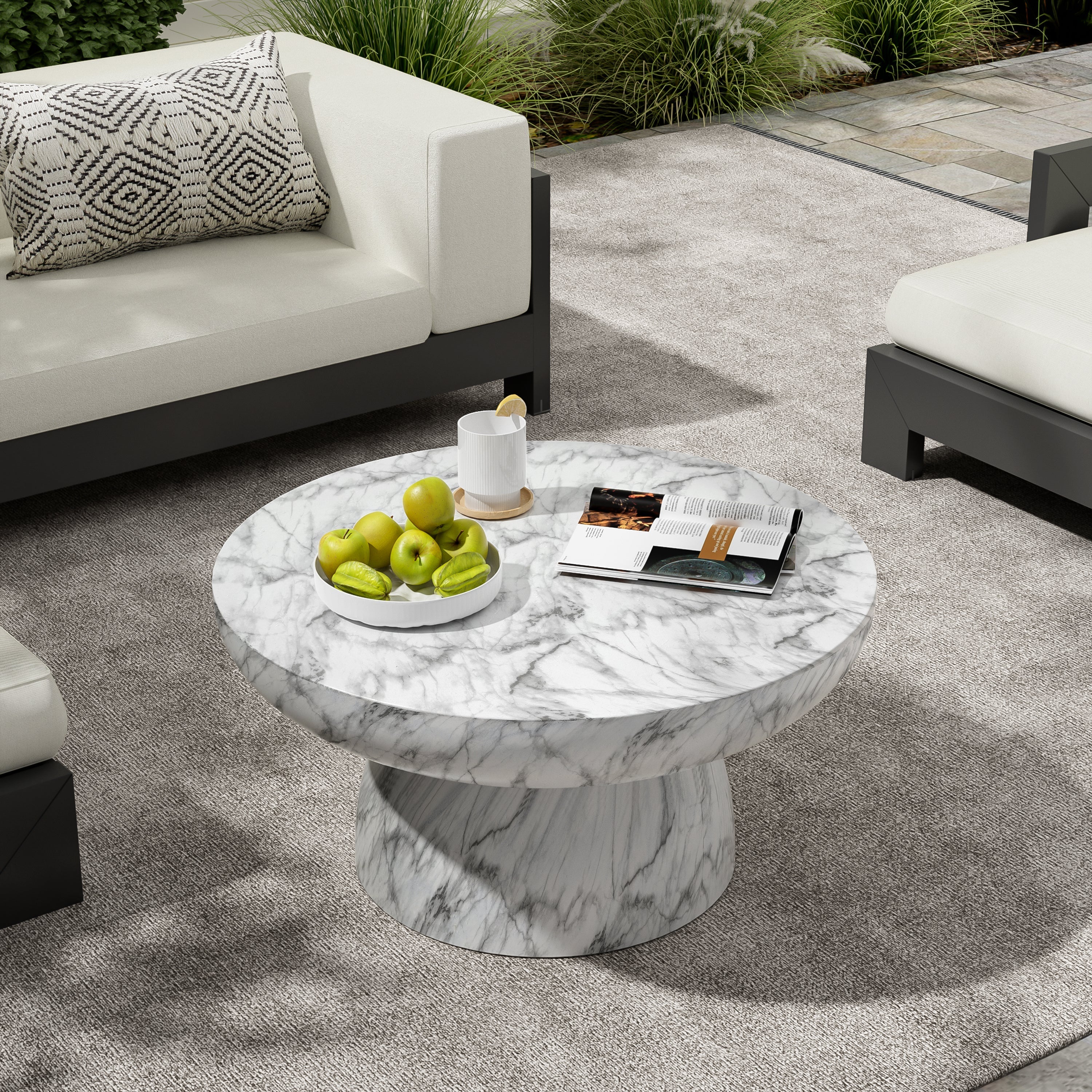 MGO Faux Marble Coffee Table for Both Indoor and Outdoor Use