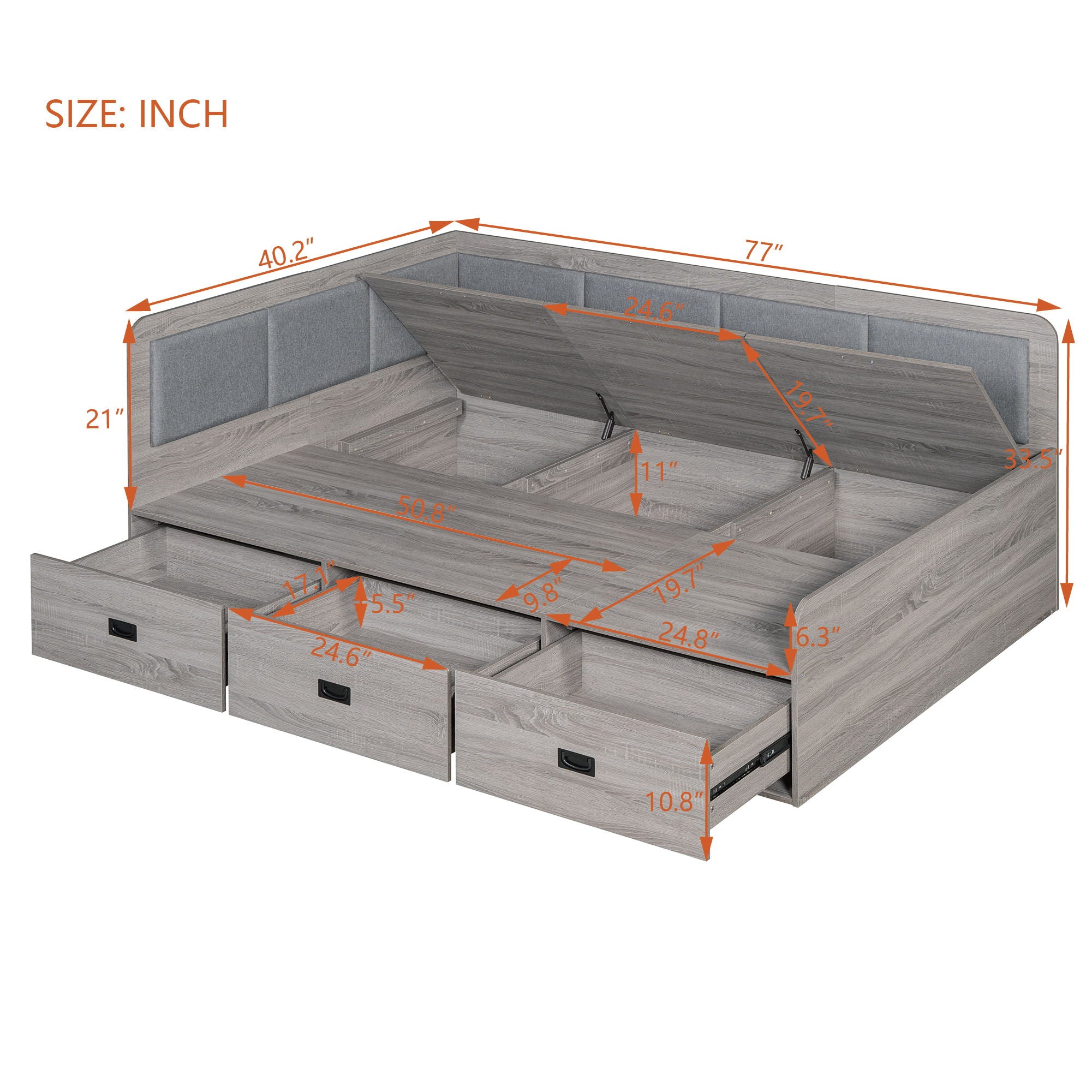 Daybed With 3 Drawers And 3 Storage Compartments