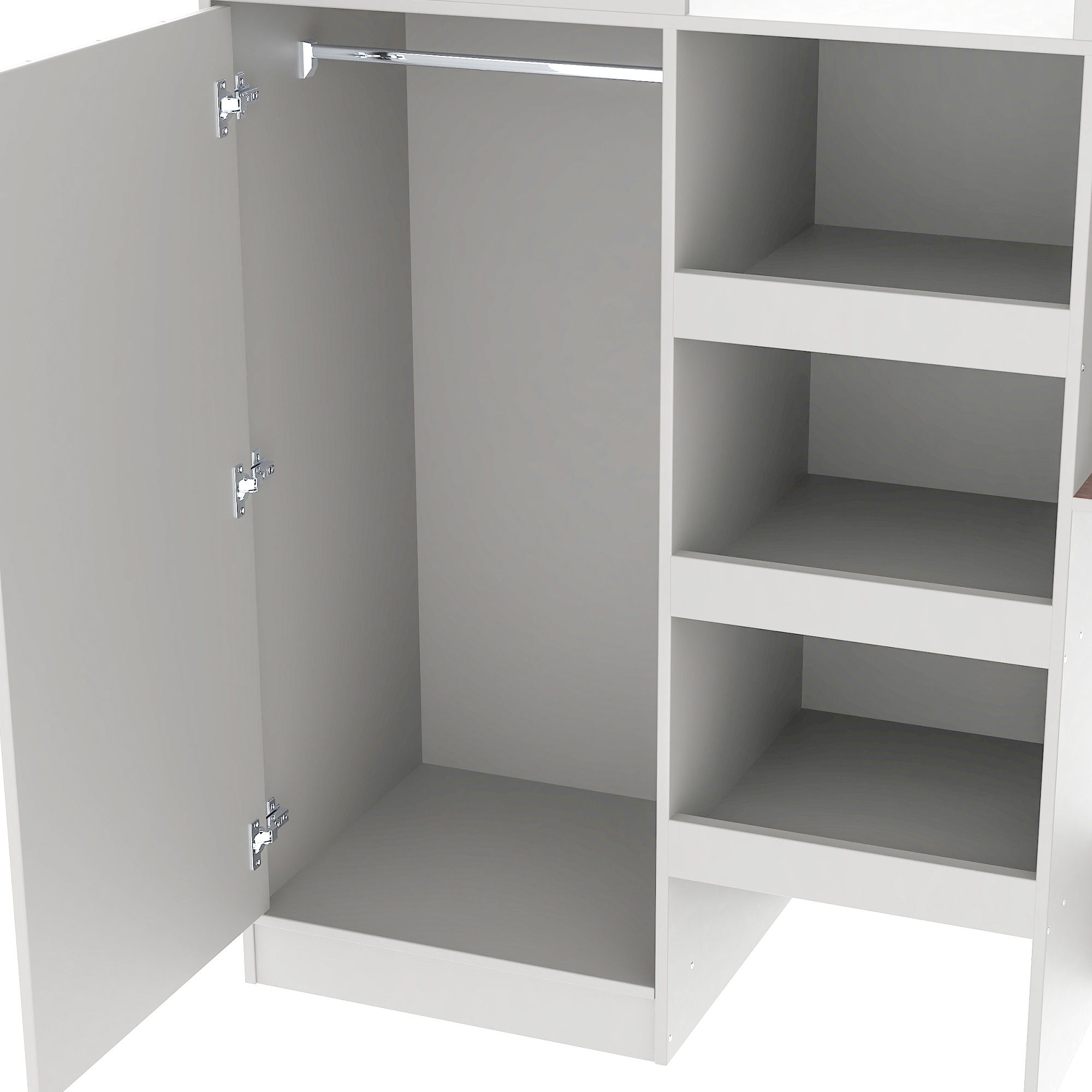 Loft Bed With Built In Wardrobe, Desk, Shelves, And Drawers