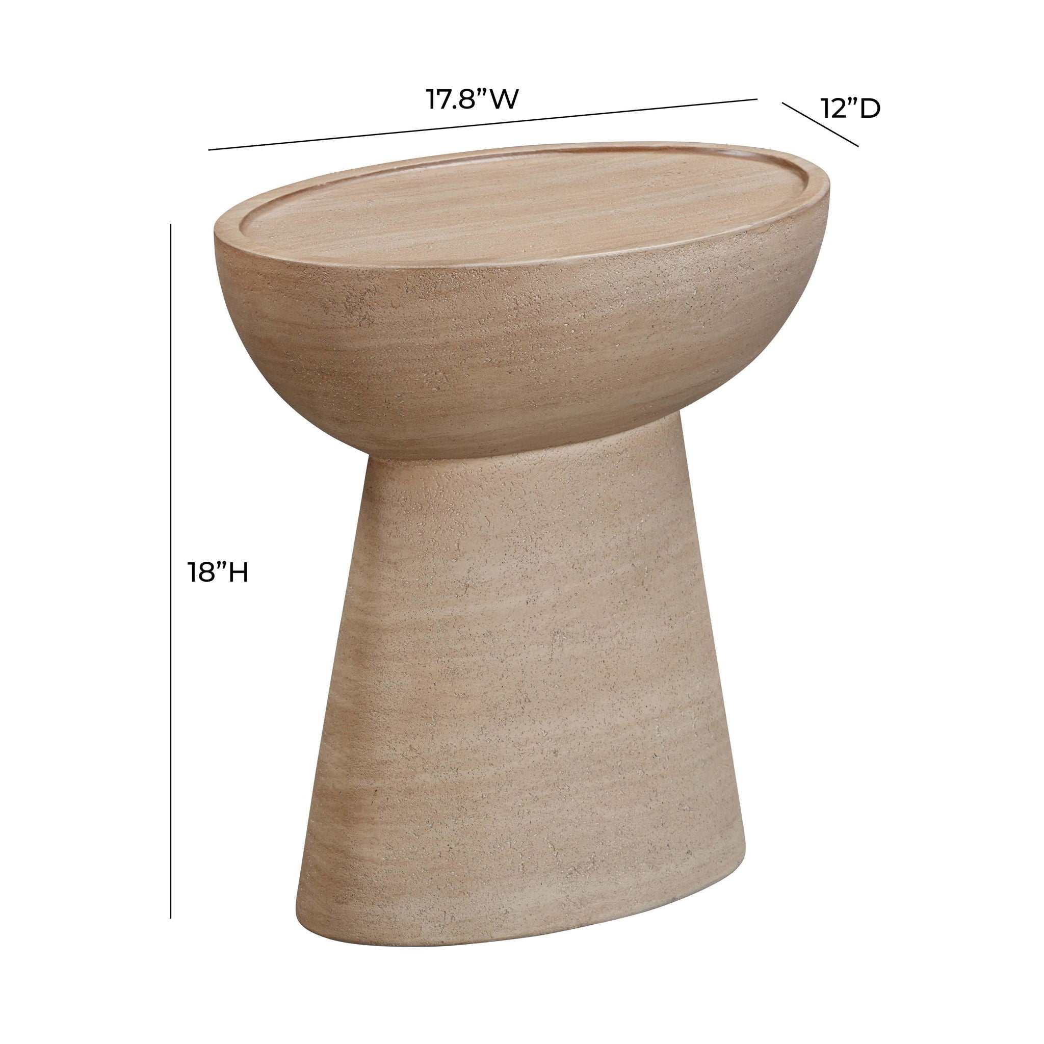 Eclipse - Textured Faux Travertine Indoor / Outdoor Side Table - Beige