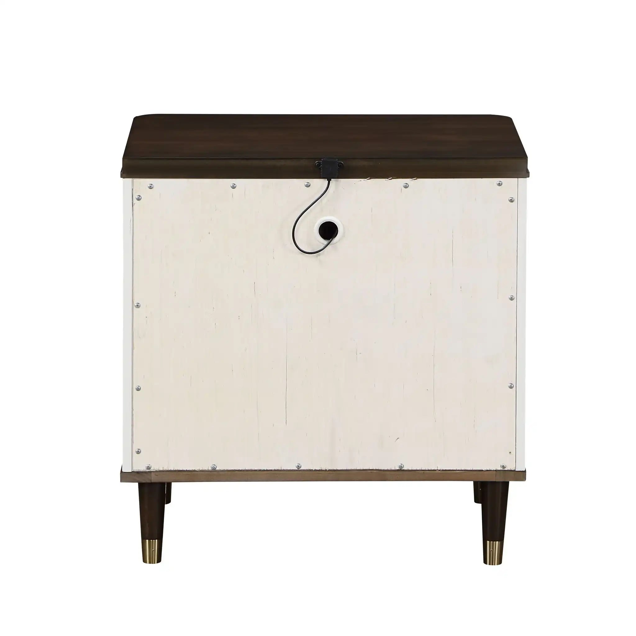 Carena - Night Stand With USB - White / Walnut