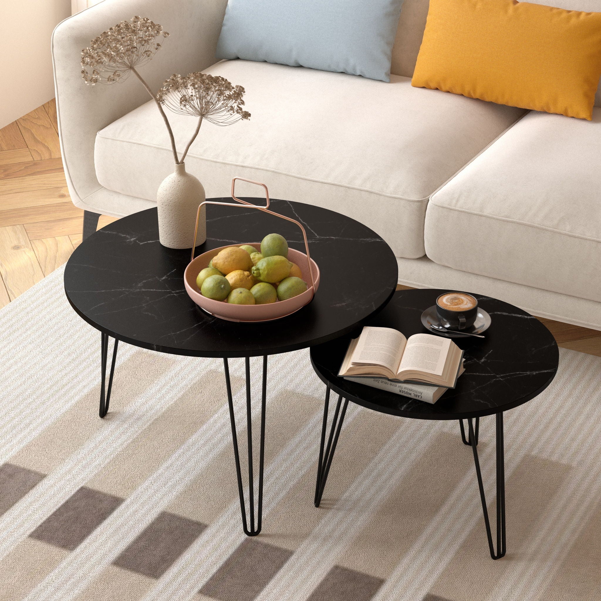 Round Nesting Coffee Table For Living Room (Set of 2)