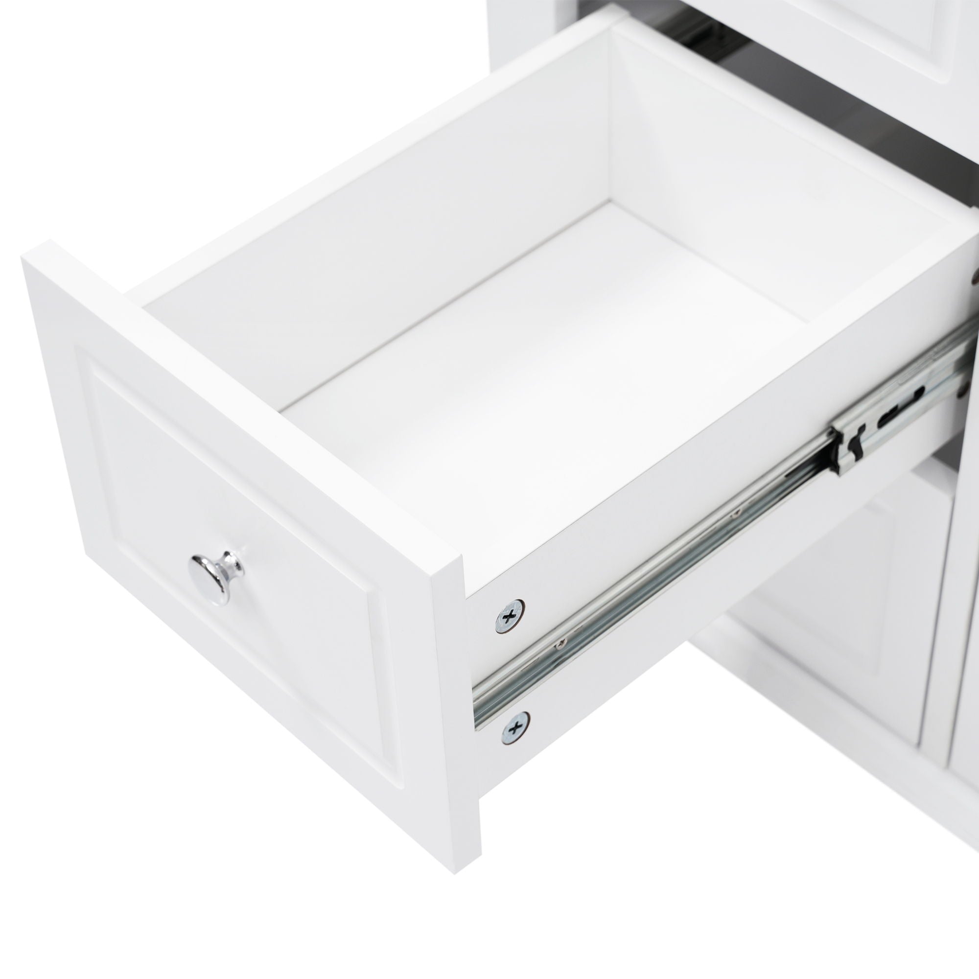 Bathroom Vanity With Sink, 6 Soft Close Drawers & Double Doors - White