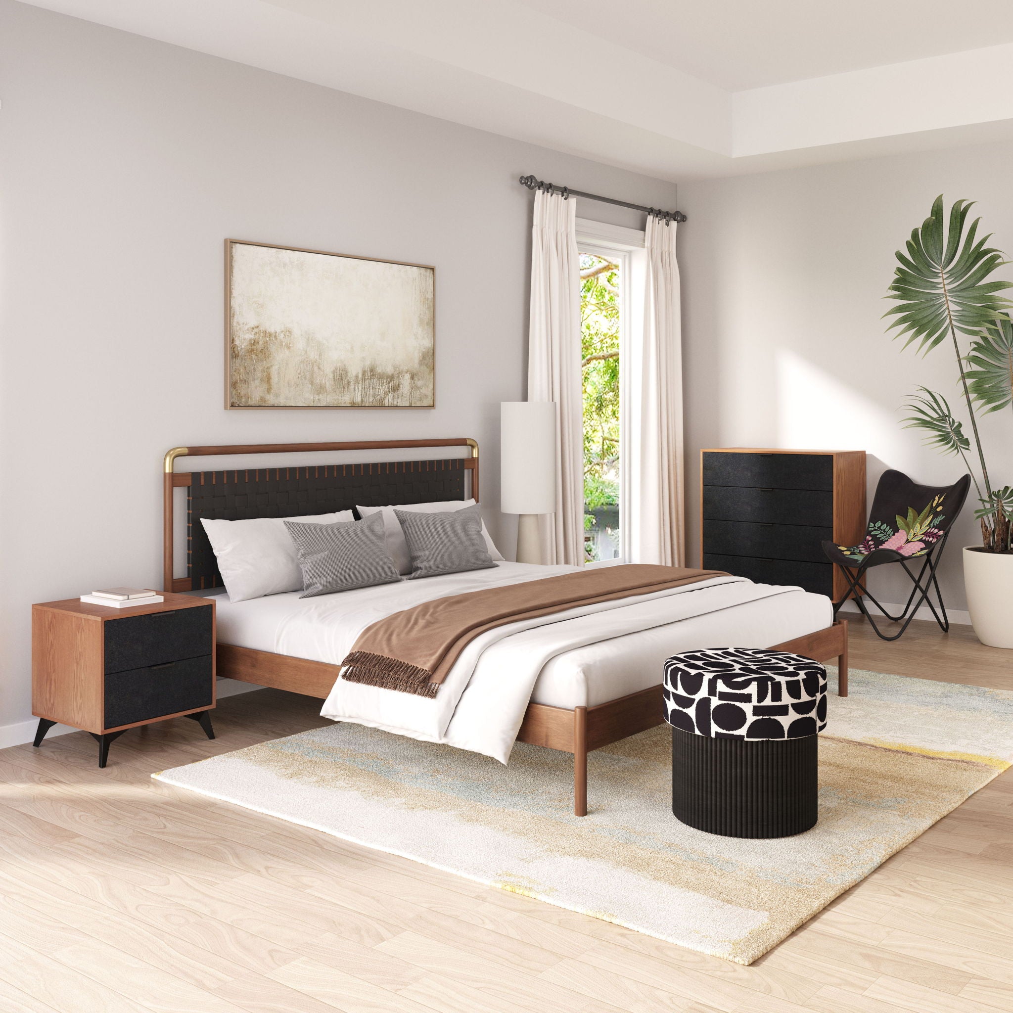 Zarif - Nightstand - Black / Walnut