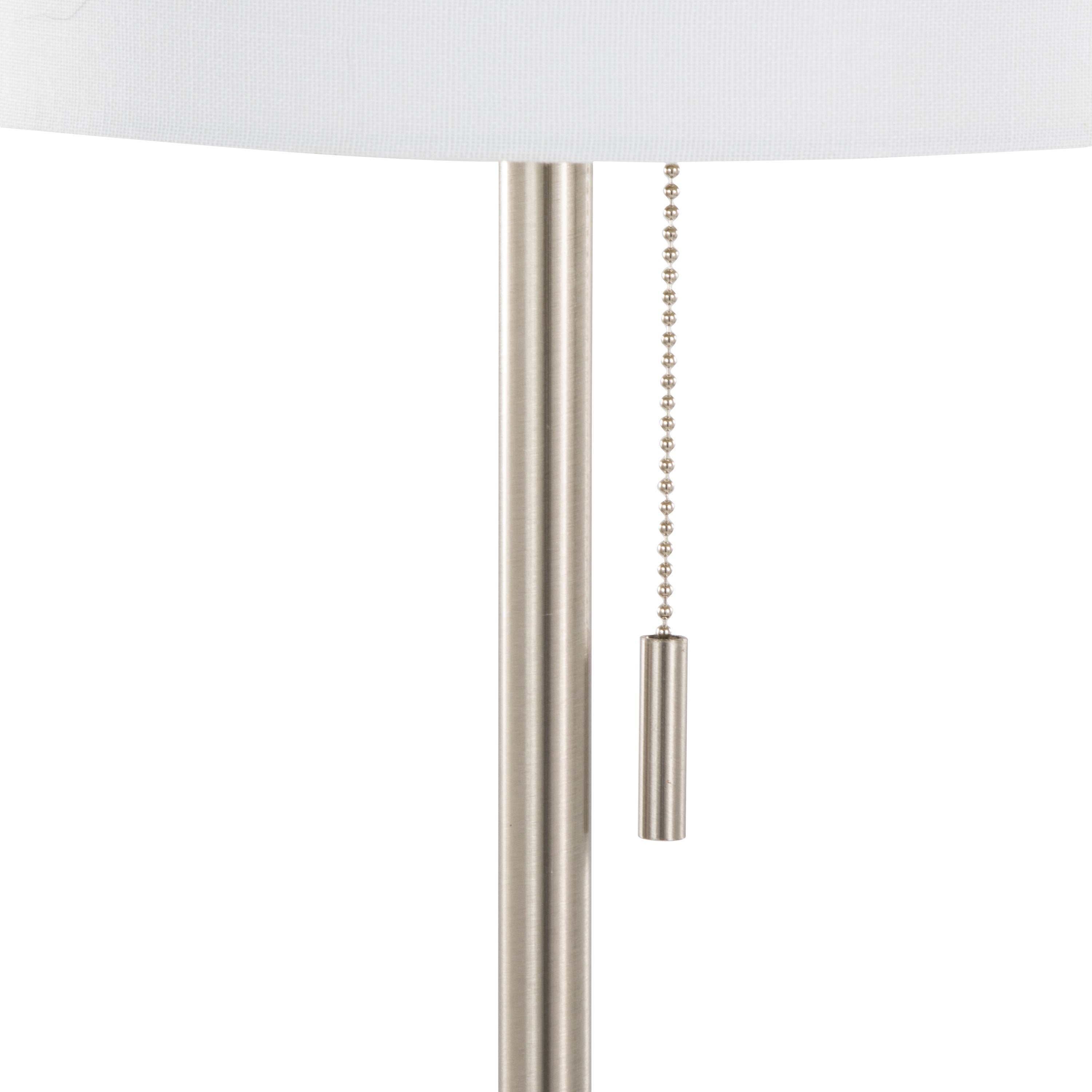 Bounty 62' Contemporary Metal Floor Lamp in Brushed Nickel with Linen Shade